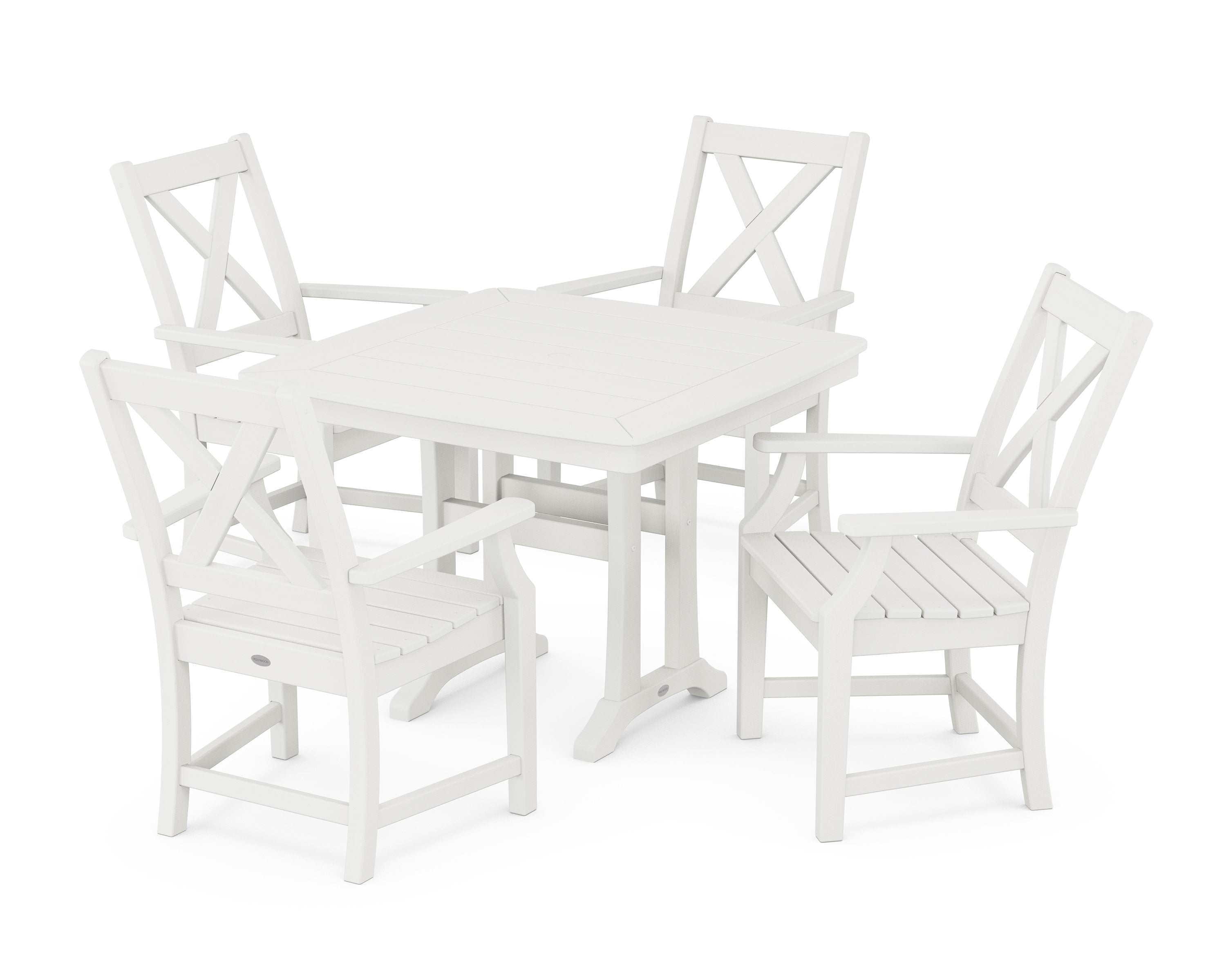 Braxton 5-Piece Dining Set with Trestle Legs in Vintage White