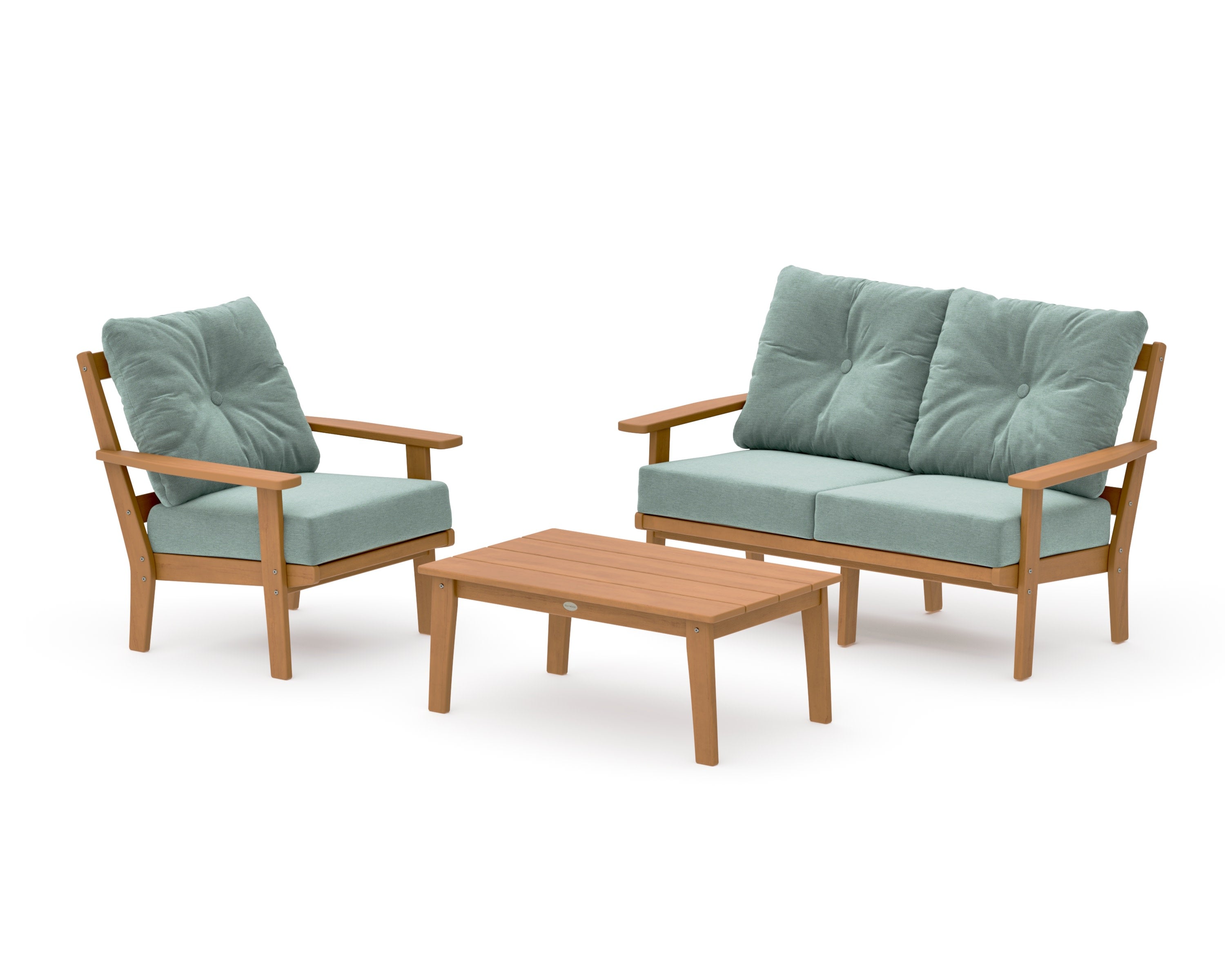 Prairie 3-Piece Deep Seating Set with Loveseat in Natural / Glacier Spa