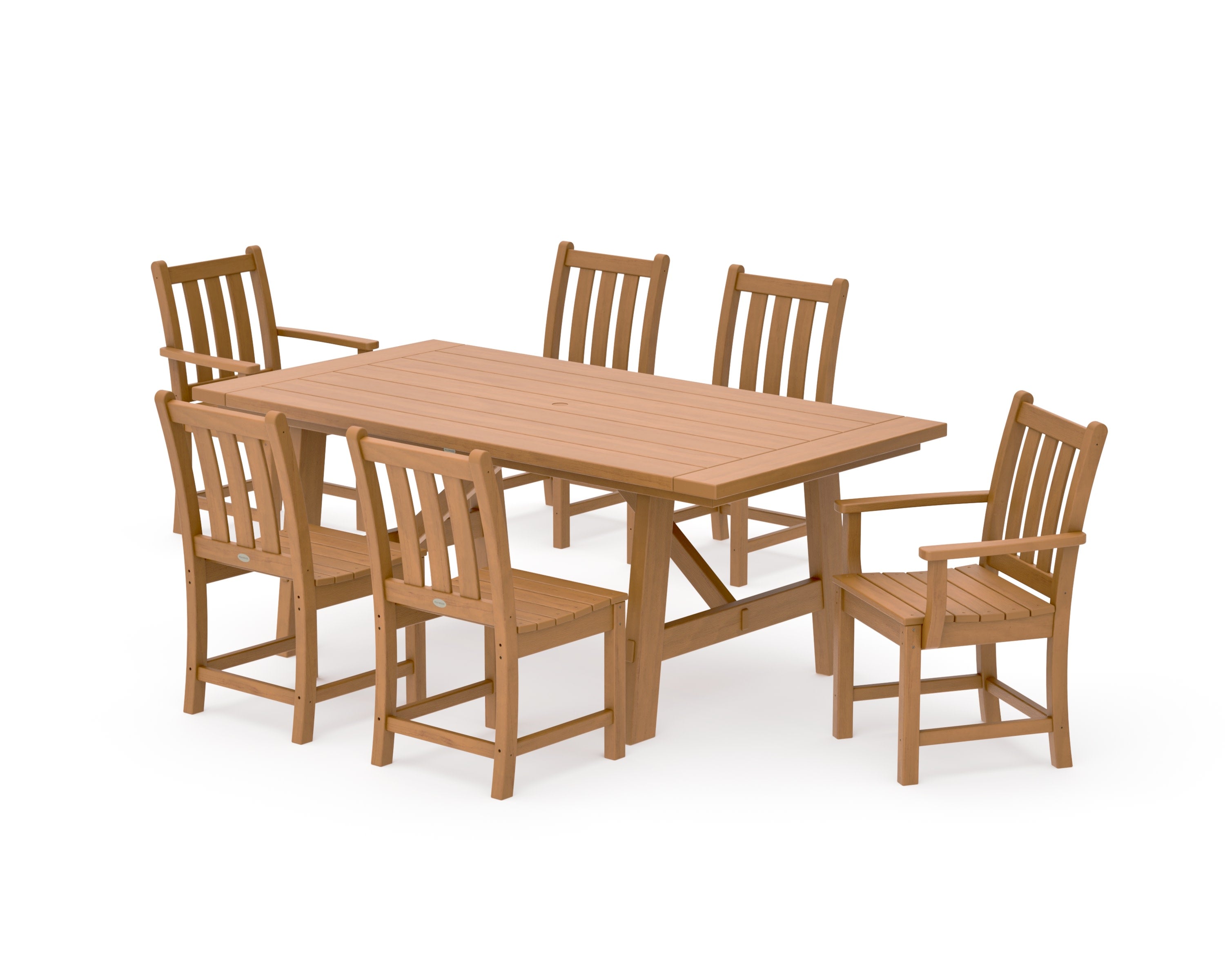 Traditional Garden 7-Piece Rustic Farmhouse Dining Set in Natural