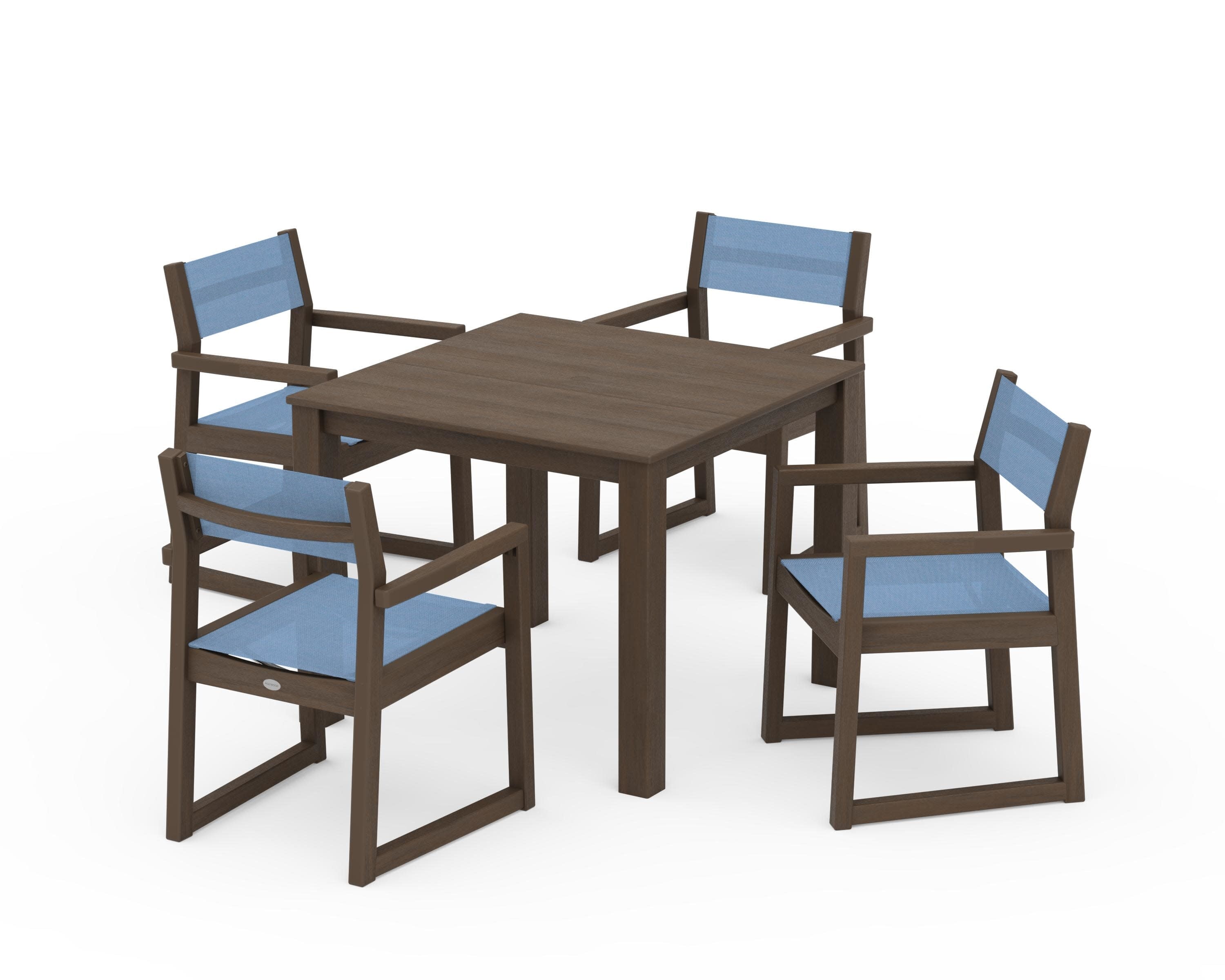 EDGE Sling Arm Chair 5-Piece Parsons Dining Set in Kona / Poolside Sling
