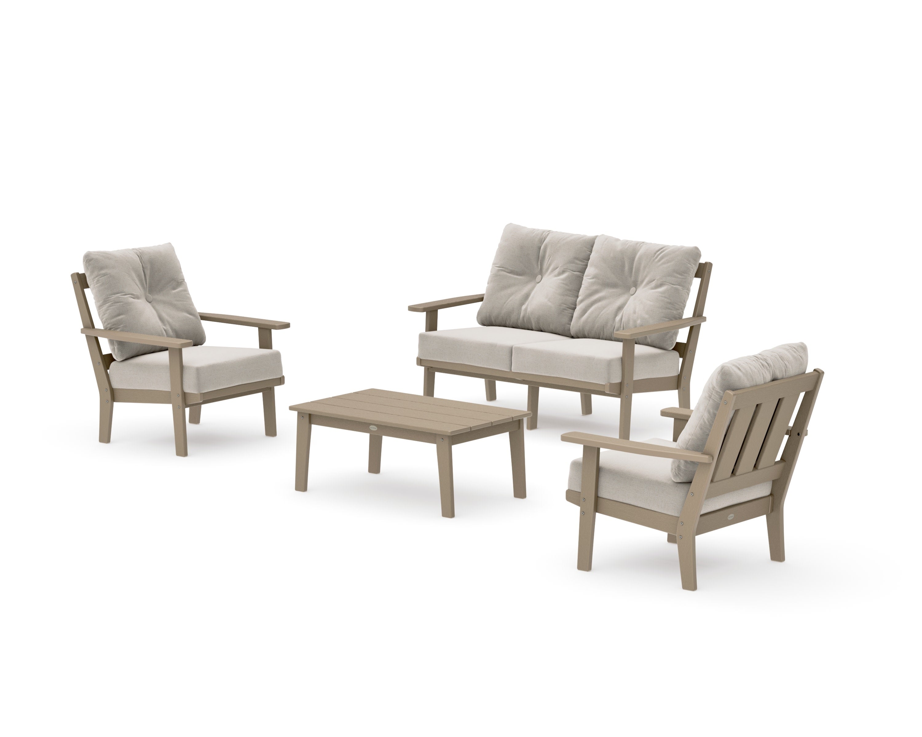 Oxford 4-Piece Deep Seating Set with Loveseat in Vintage Sahara / Dune Burlap