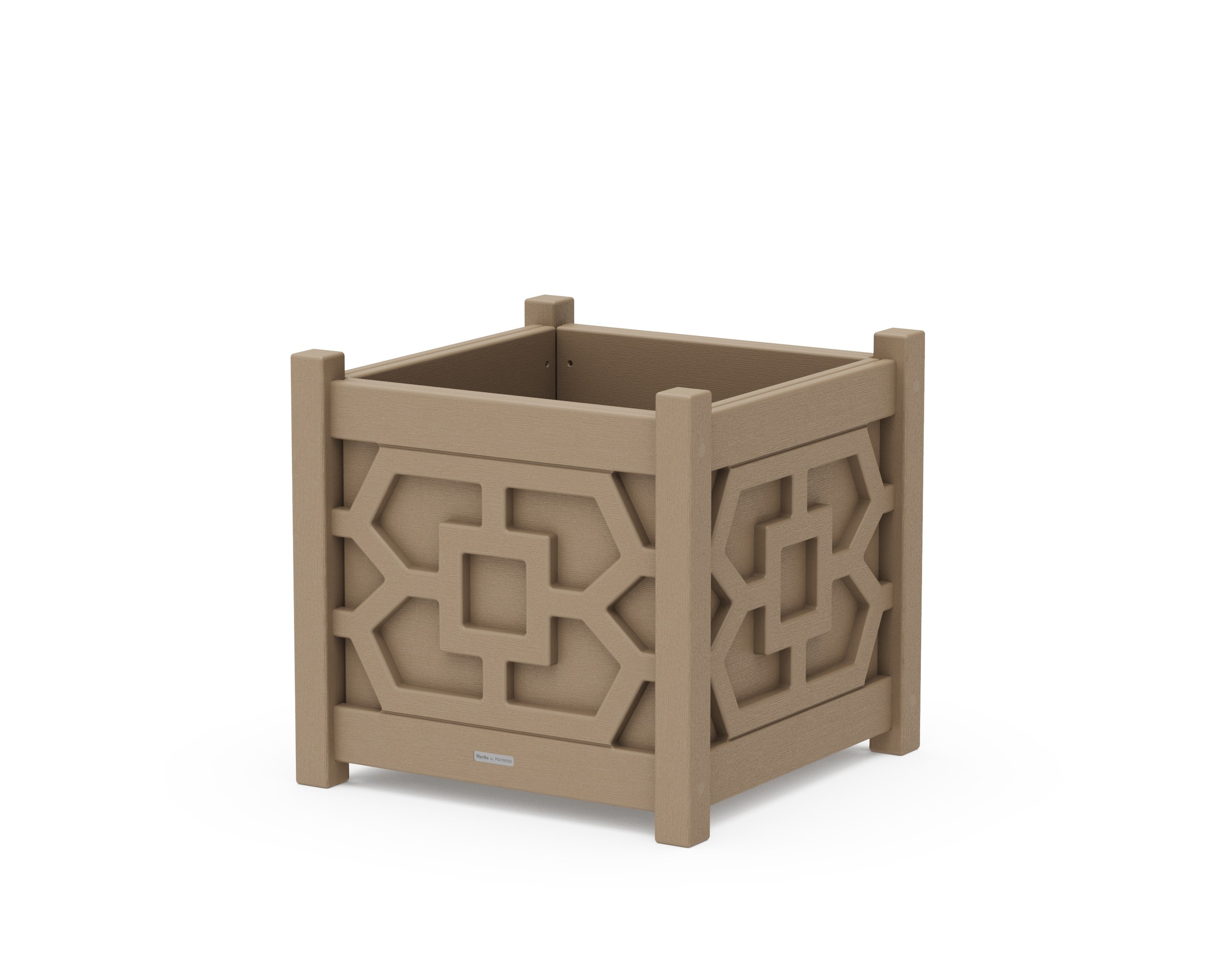 Chinoiserie Large Square Planter Box in Vintage Sahara