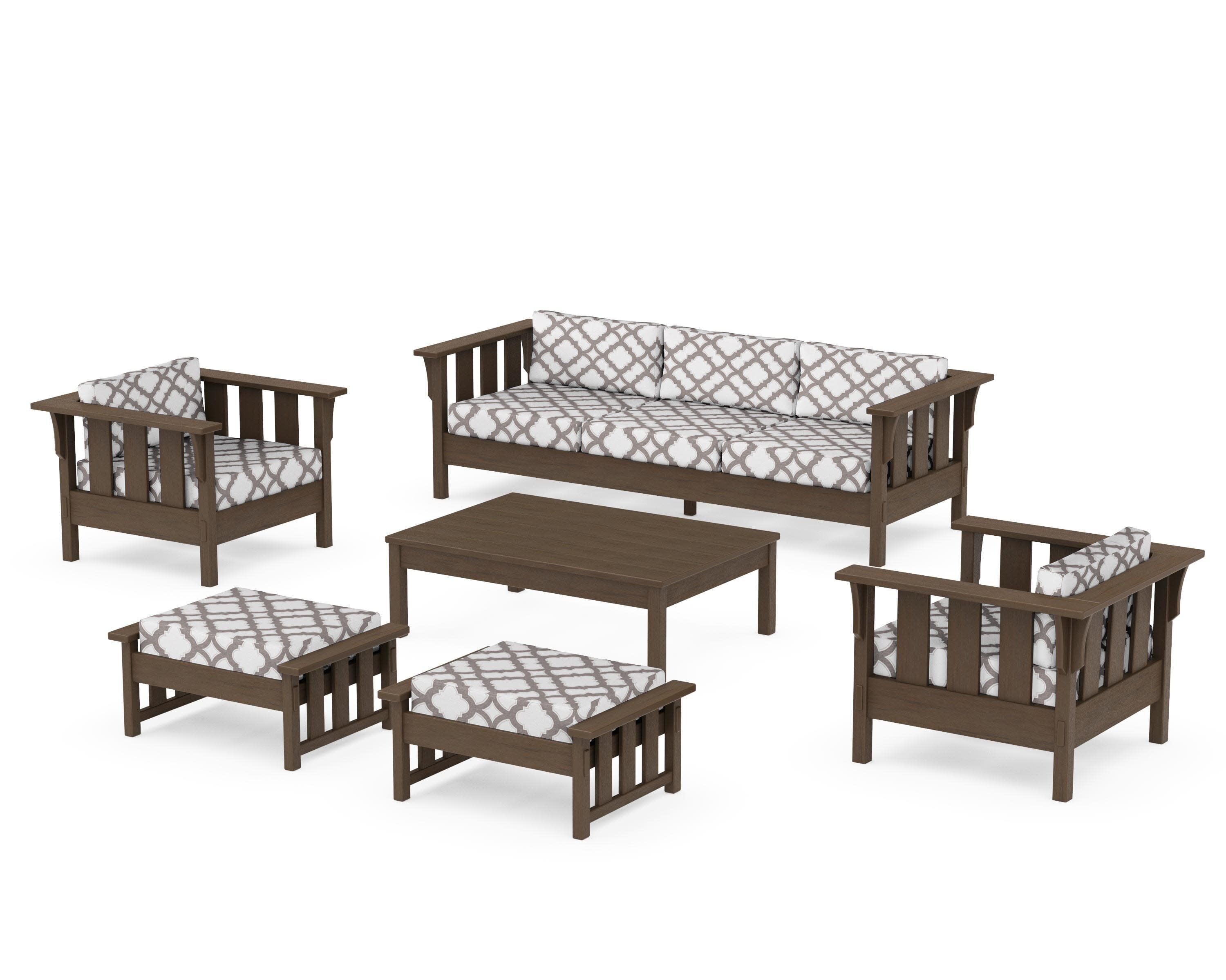 Acadia 6-Piece Lounge Sofa Set in Kona / Trellis Grey Mist