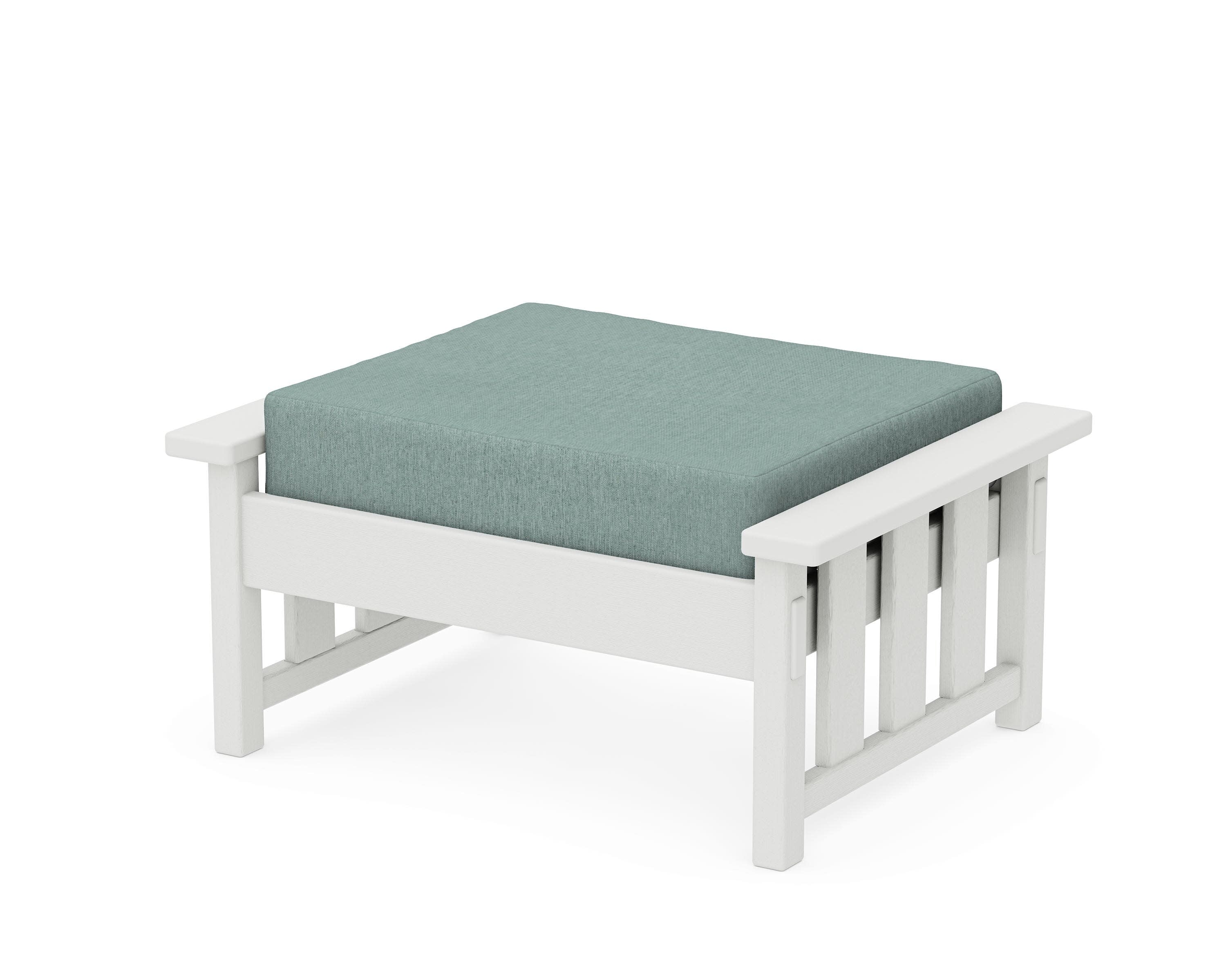 Acadia Deep Seating Ottoman in Vintage White / Glacier Spa