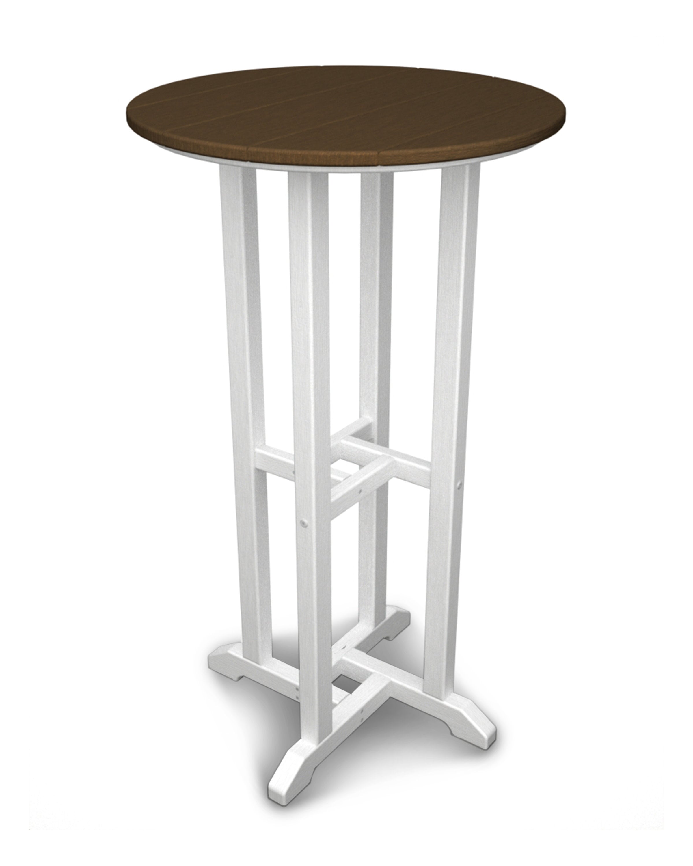 Contempo 24" Round Bar Table in White / Teak