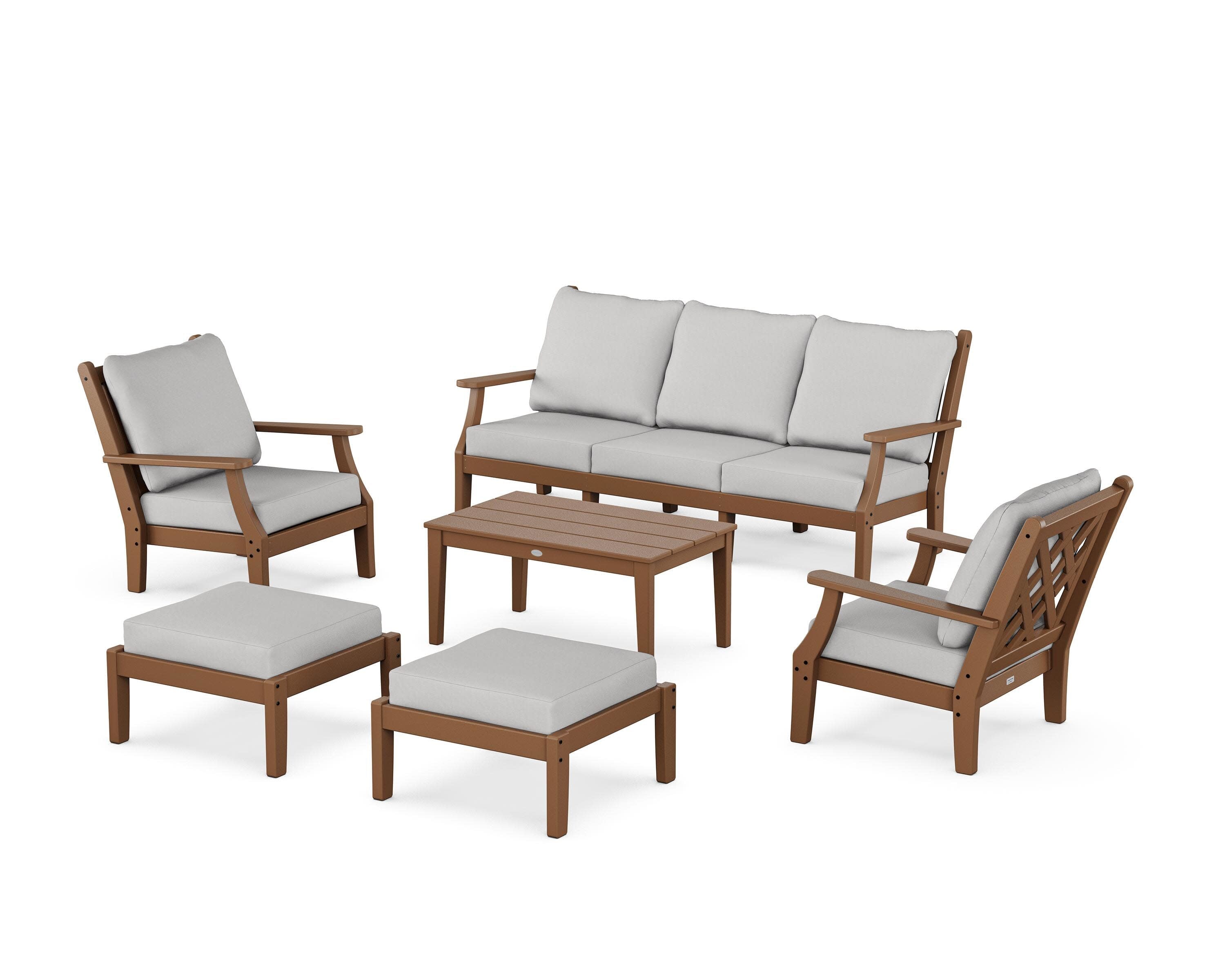 Wovendale 6-Piece Lounge Sofa Set in Teak / Diamond in the Rough