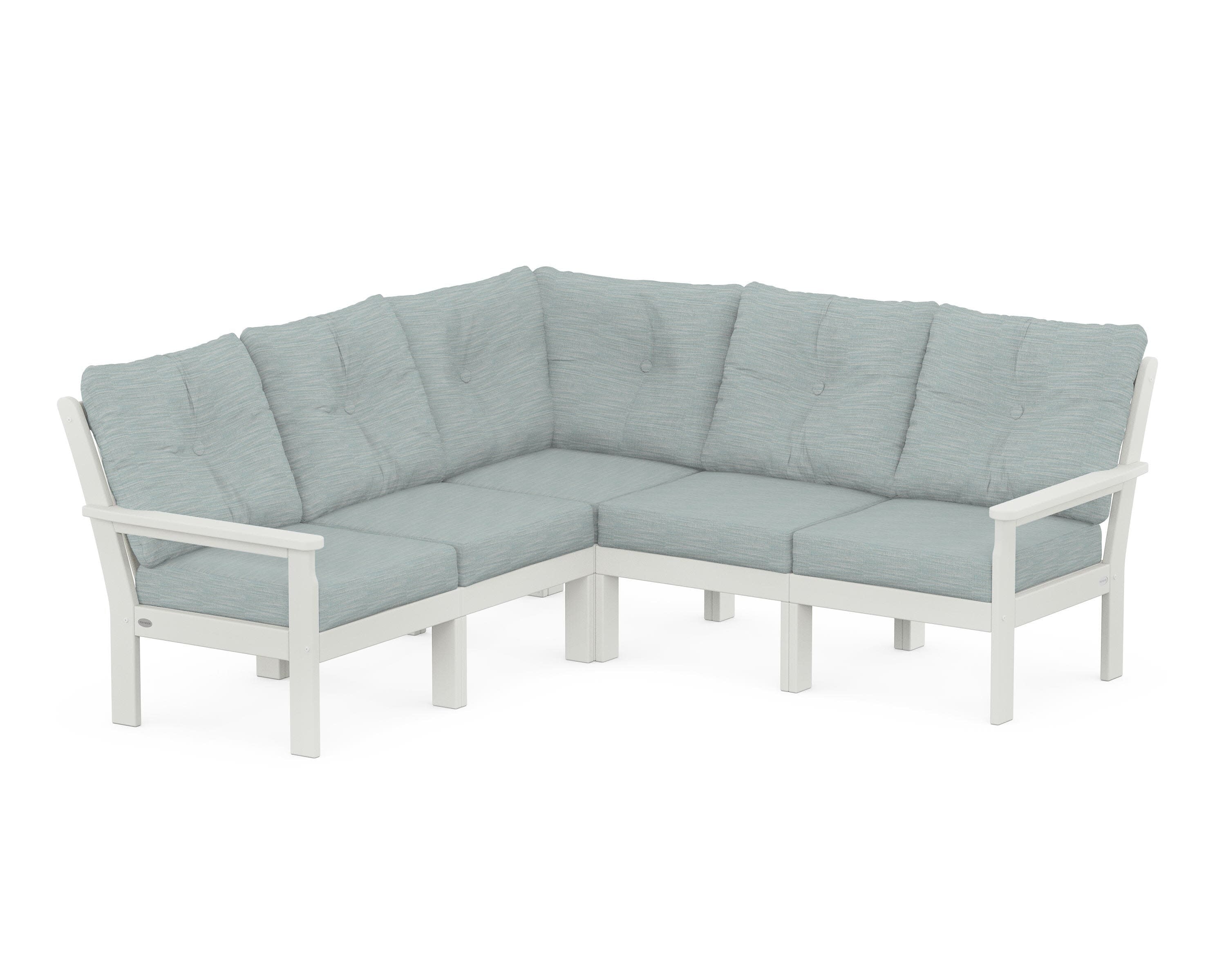 Vineyard 5-Piece Sectional in Vintage White / Soothe Mist