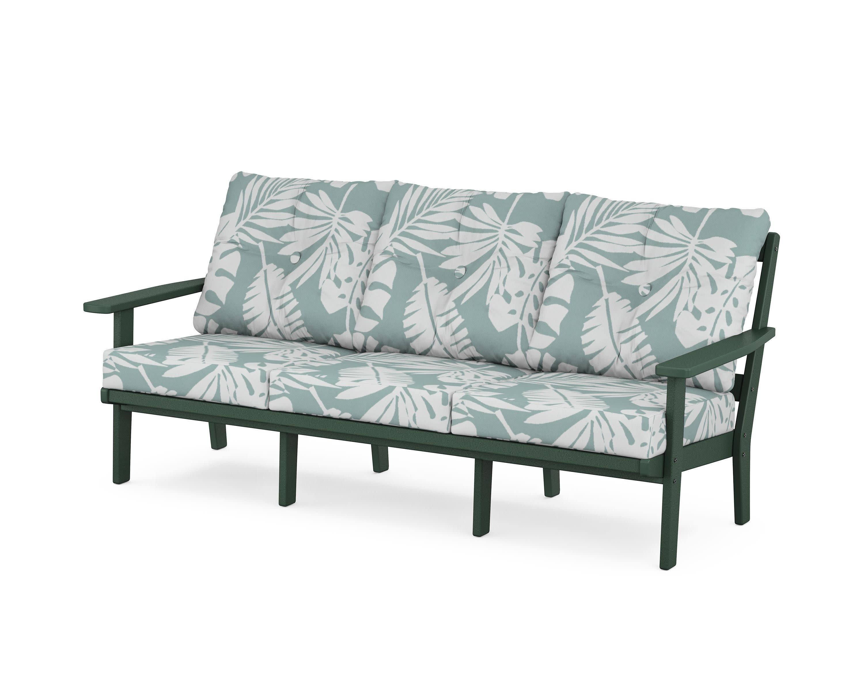 PrairieDeep Seating Sofa in Green / Leaf Glacier Spa