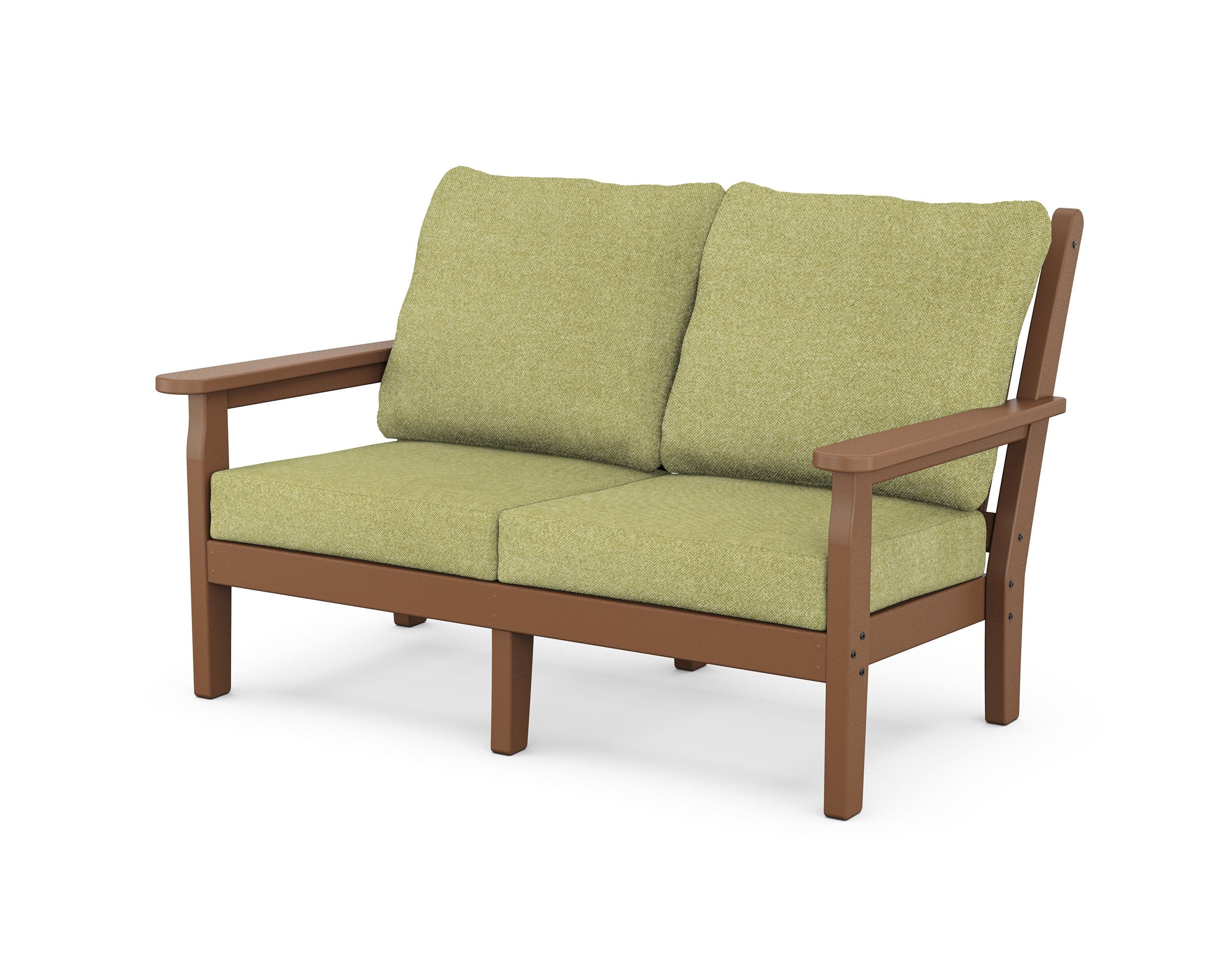Chippendale Deep Seating Loveseat in Teak / Chartreuse Boucle