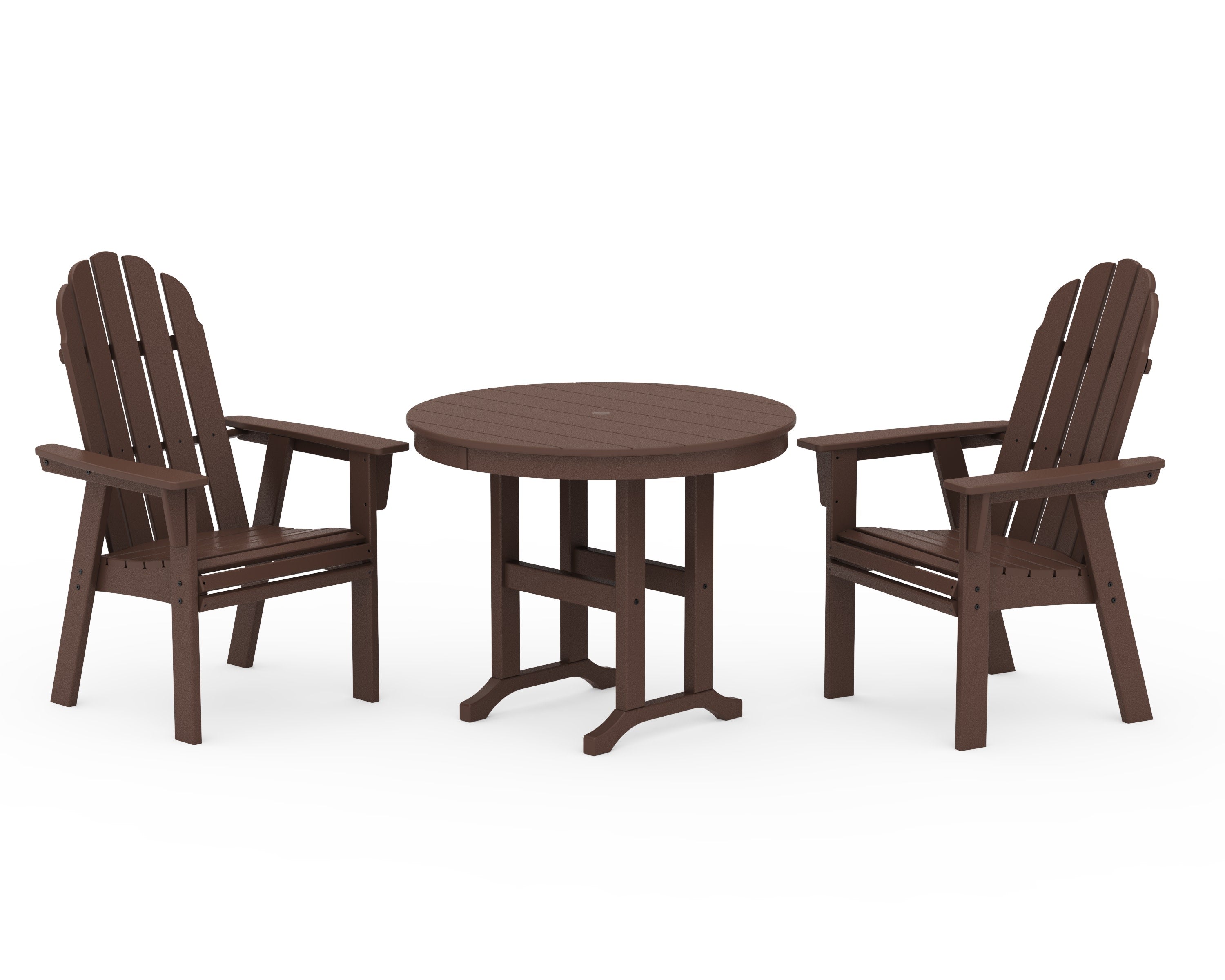 Vineyard Adirondack 3-Piece Round Dining Set in Mahogany