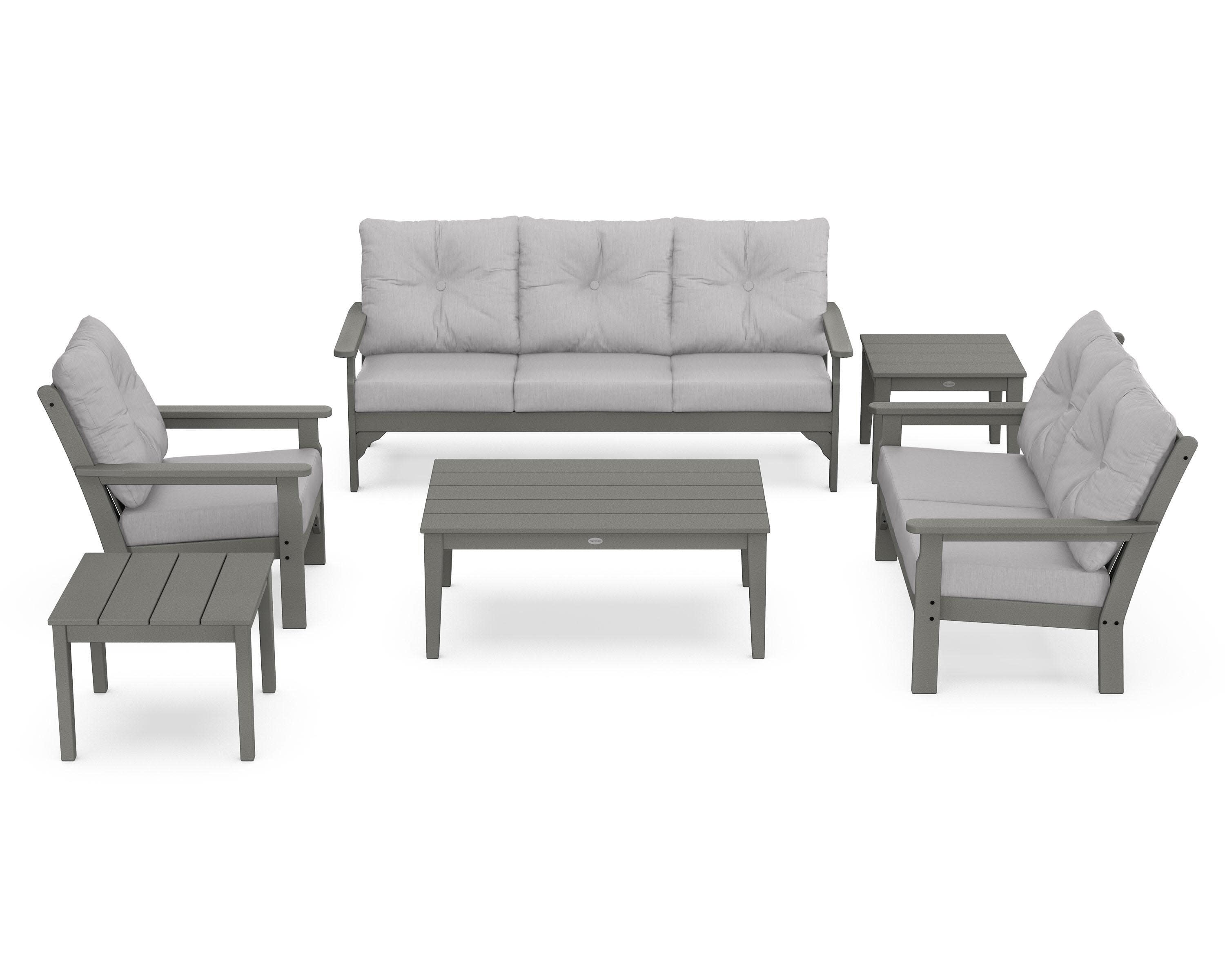 Vineyard 6-Piece Deep Seating Set in Slate Grey / Granite