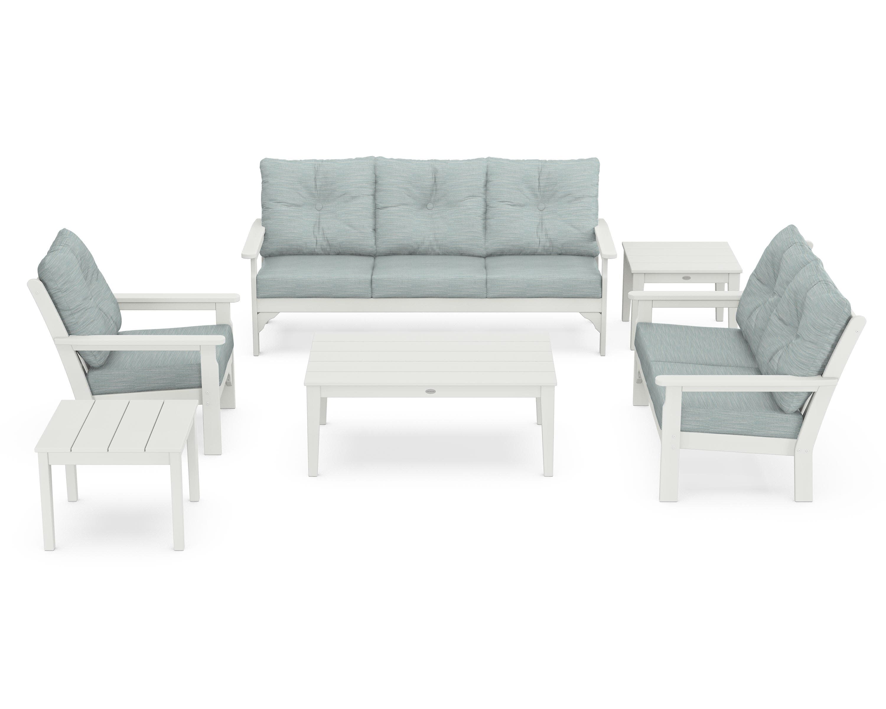 Vineyard 6-Piece Deep Seating Set in Vintage White / Soothe Mist