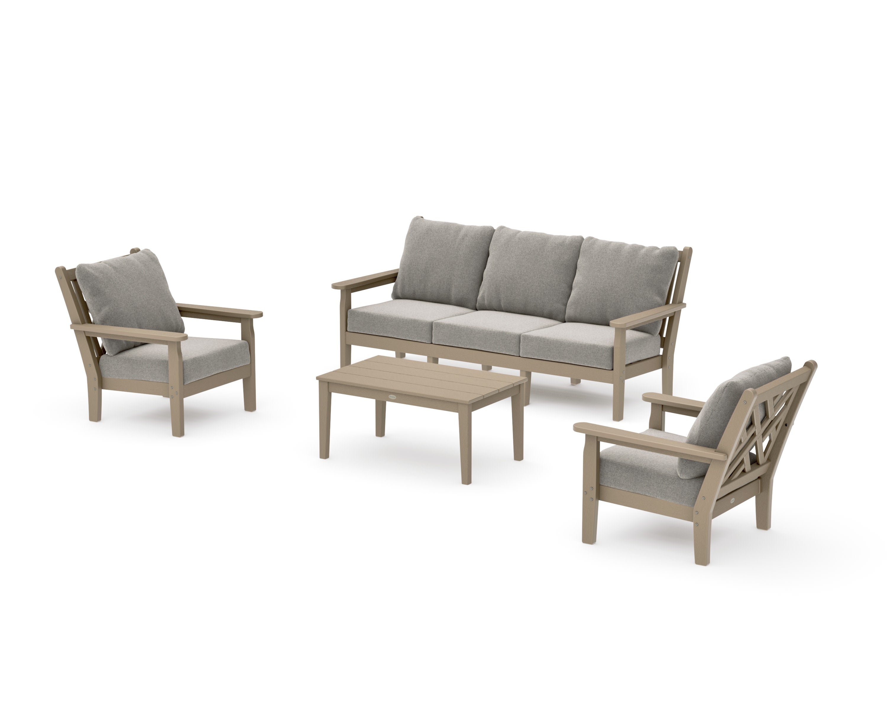 Chippendale 4-Piece Deep Seating Set with Sofa in Vintage Sahara / Weathered Tweed