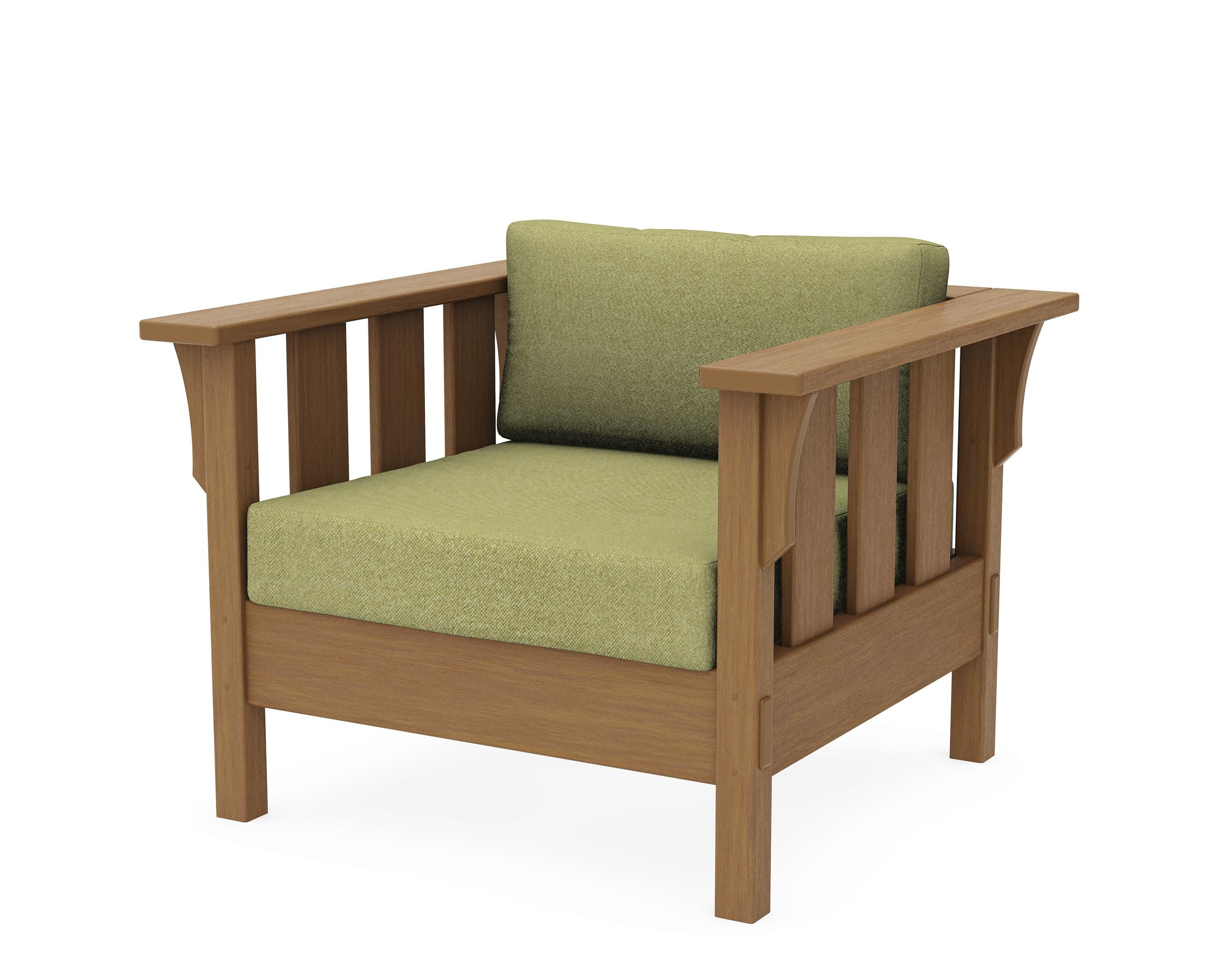 Acadia Deep Seating Chair in Natural / Chartreuse Boucle