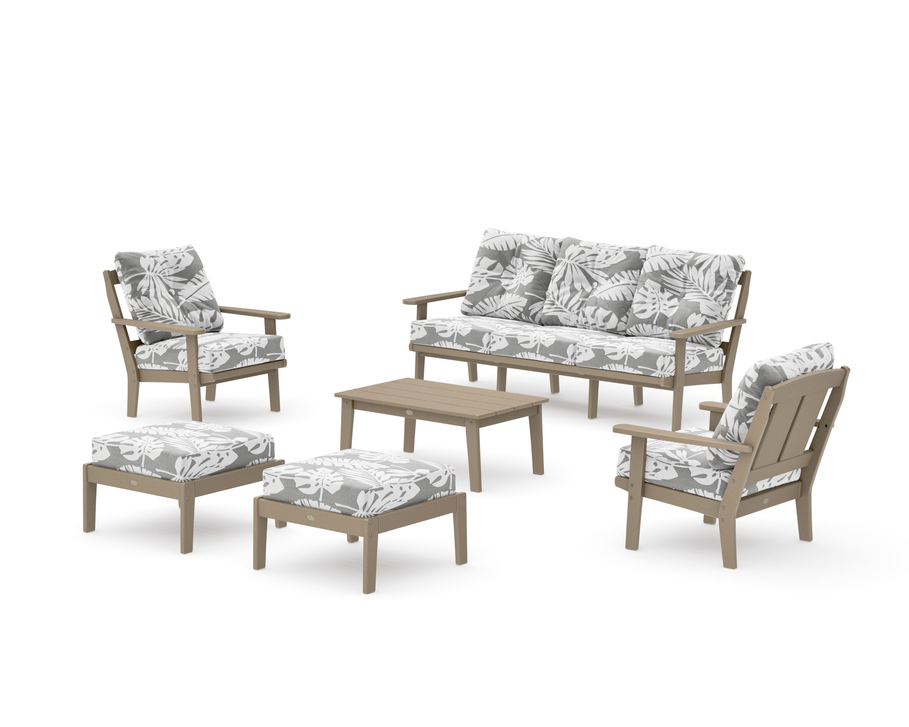 Mission 6-Piece Lounge Sofa Set in Vintage Sahara / Leaf Grey Mist