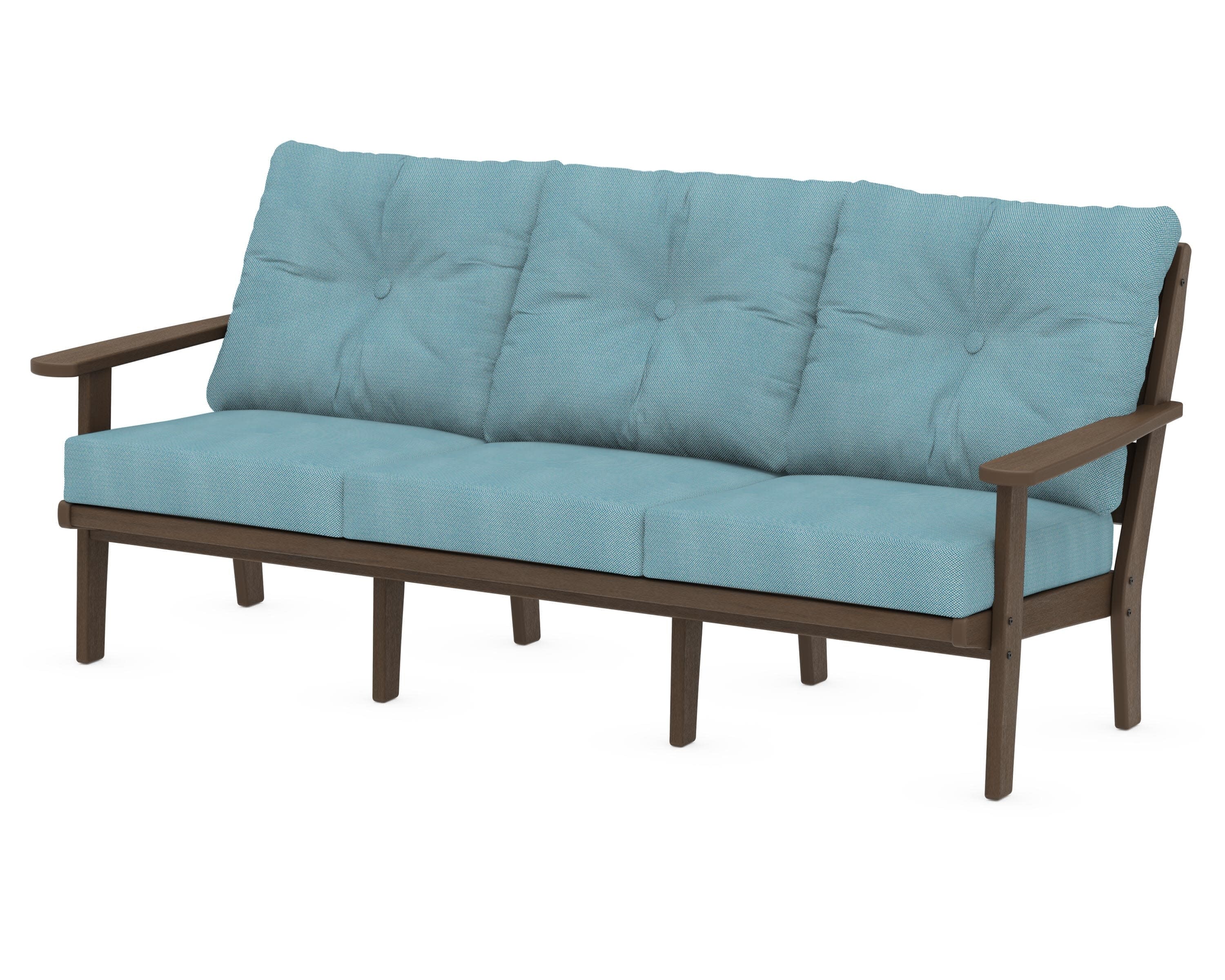 Lakeside Deep Seating Sofa in Kona / Lattice Sky Blue