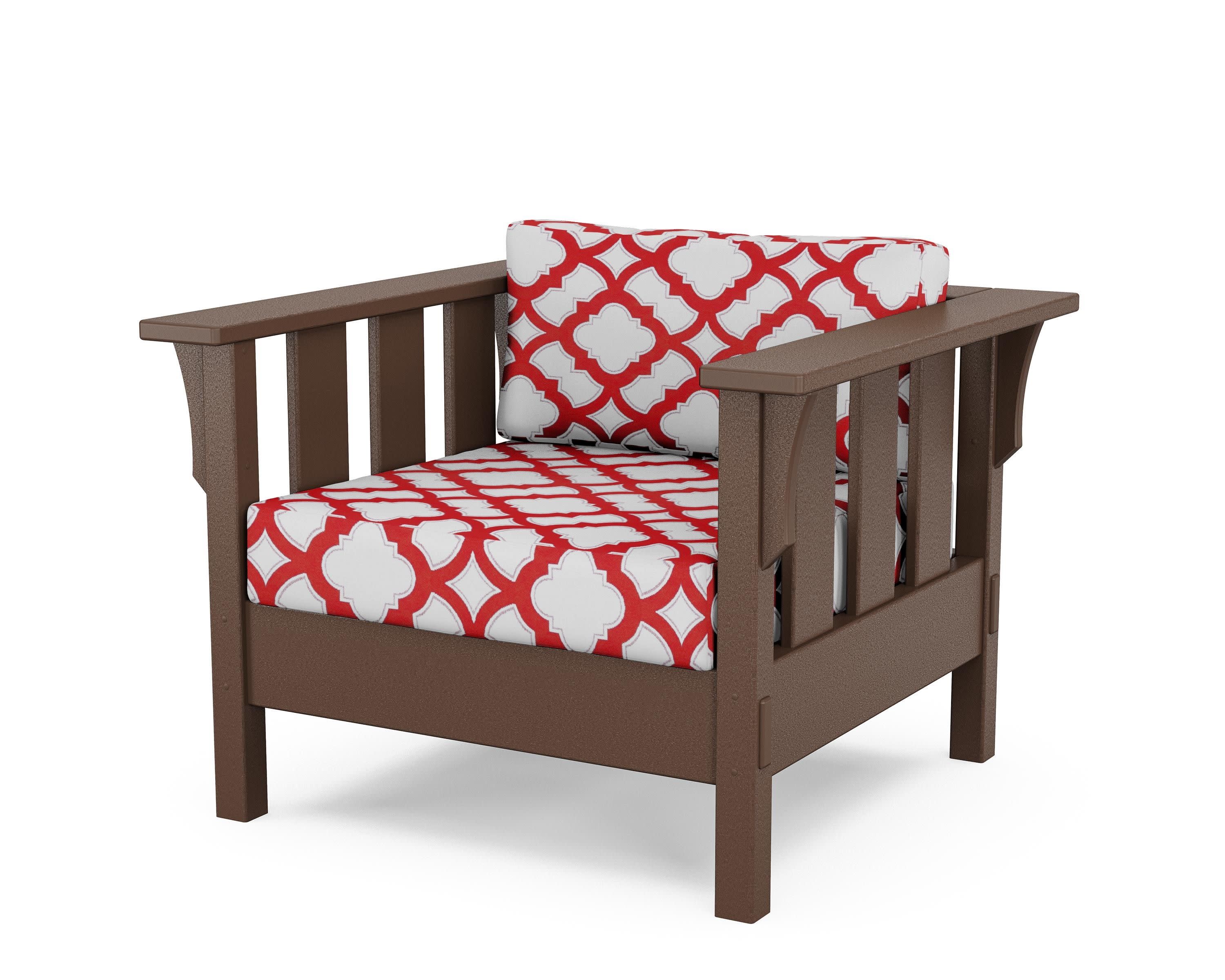 Acadia Deep Seating Chair in Mahogany / Trellis Crimson