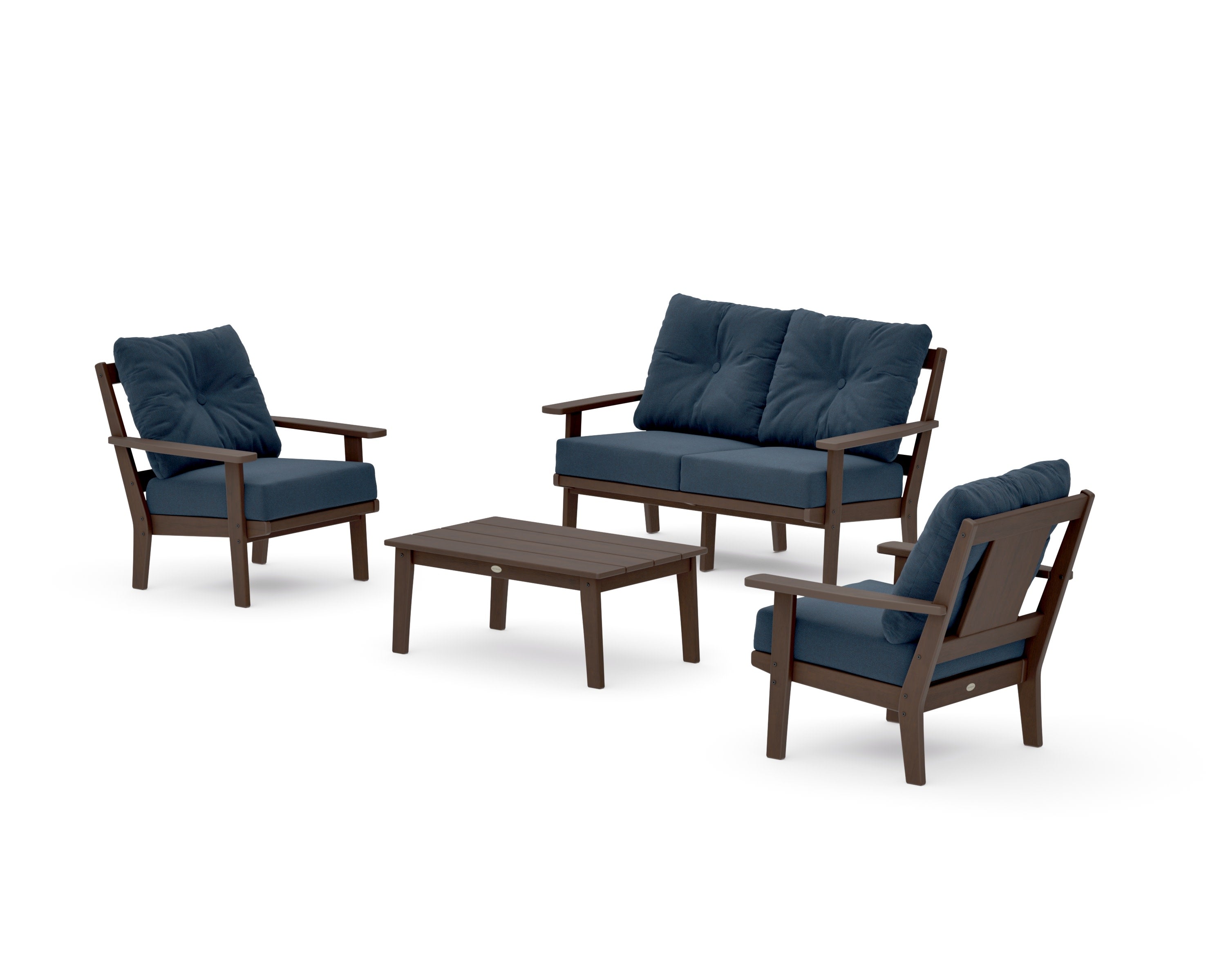 Prairie 4-Piece Deep Seating Set with Loveseat in Kona / Marine Indigo