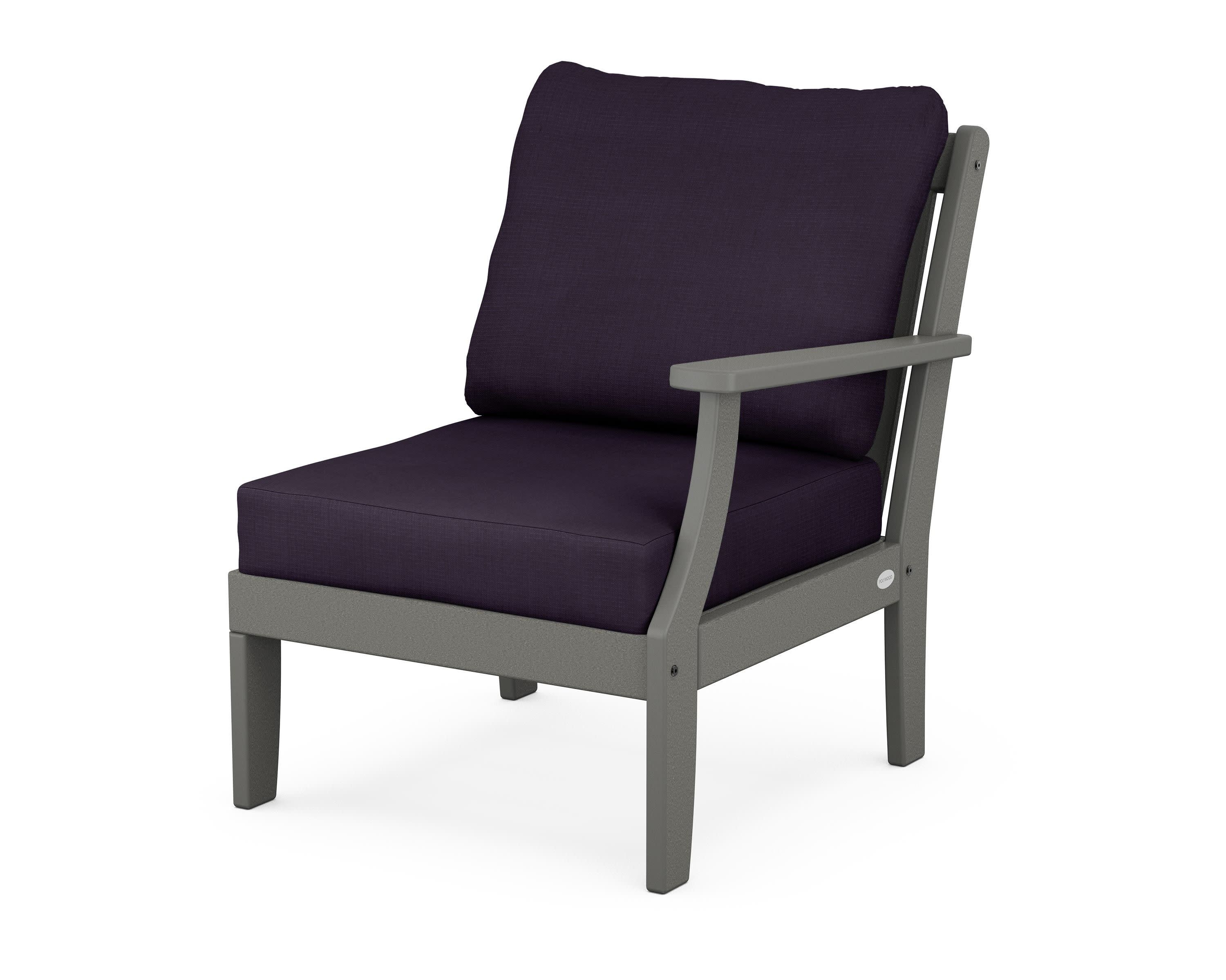 Braxton Modular Right Arm Chair in Slate Grey / Navy Linen
