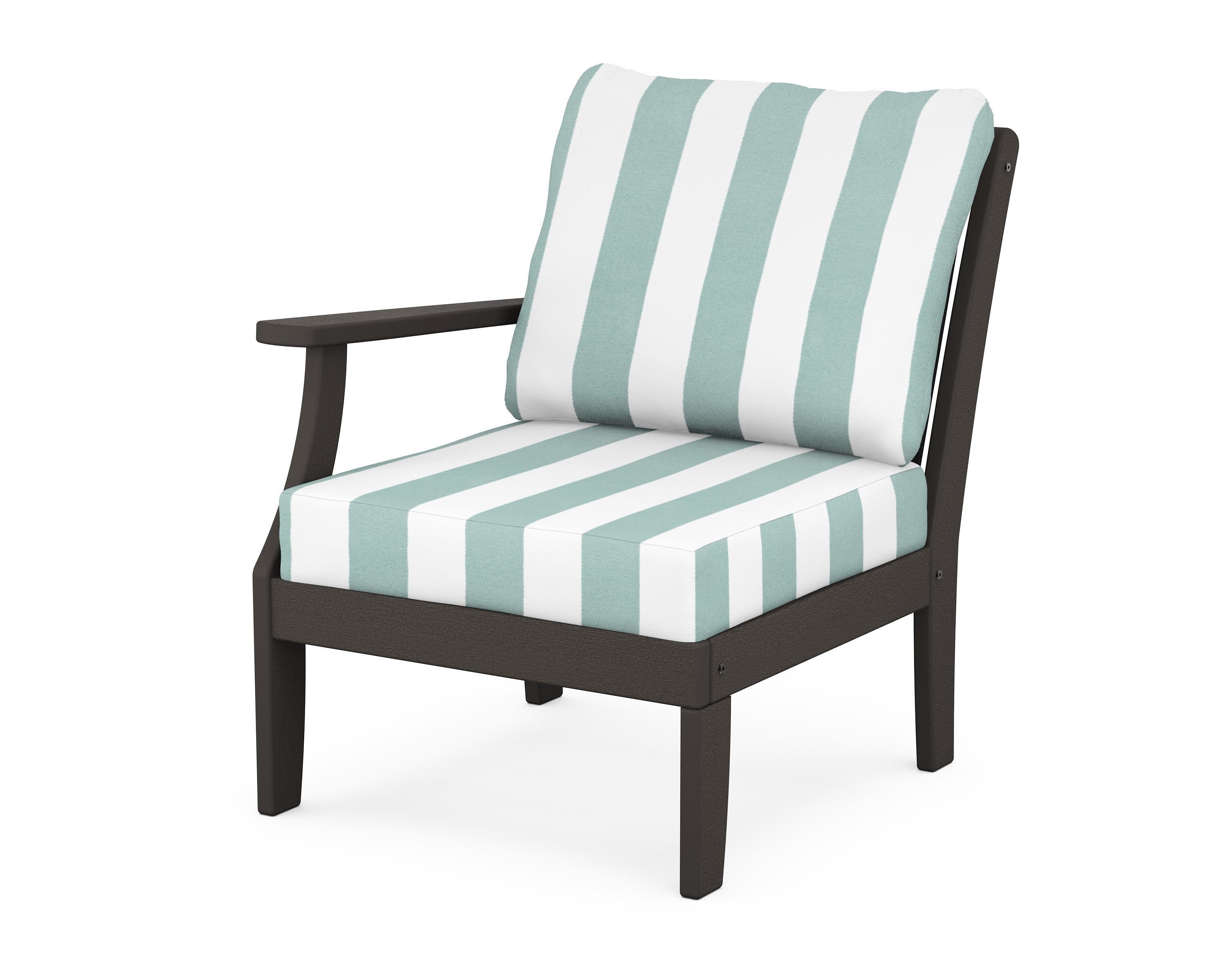 Braxton Modular Left Arm Chair in Vintage Coffee / Cabana Stripe Glacier Spa