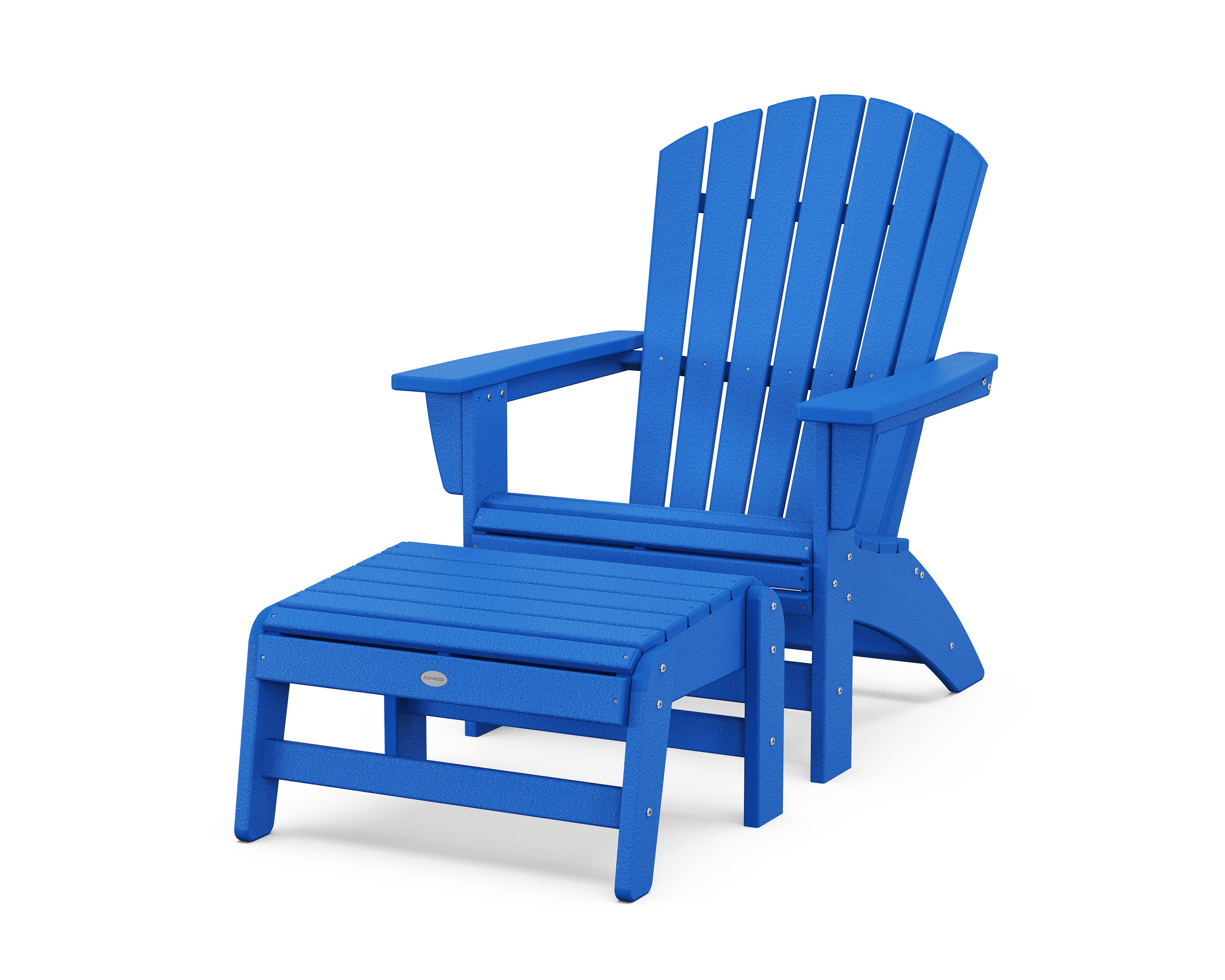 Nautical Grand Adirondack Chair with Ottoman in Pacific Blue
