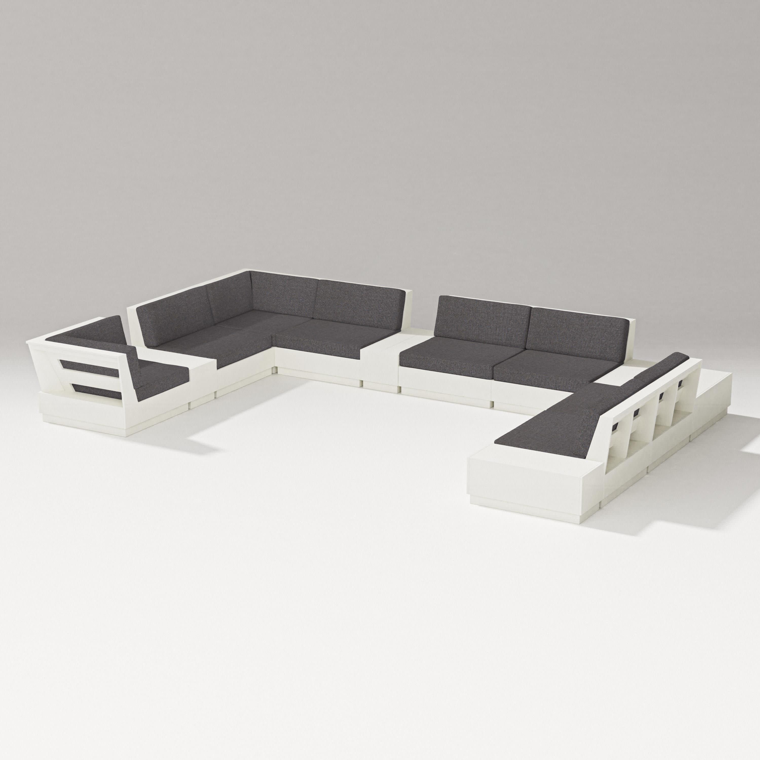 Elevate 12-Piece Conversation Sectional Set in Vintage White / Ash Charcoal