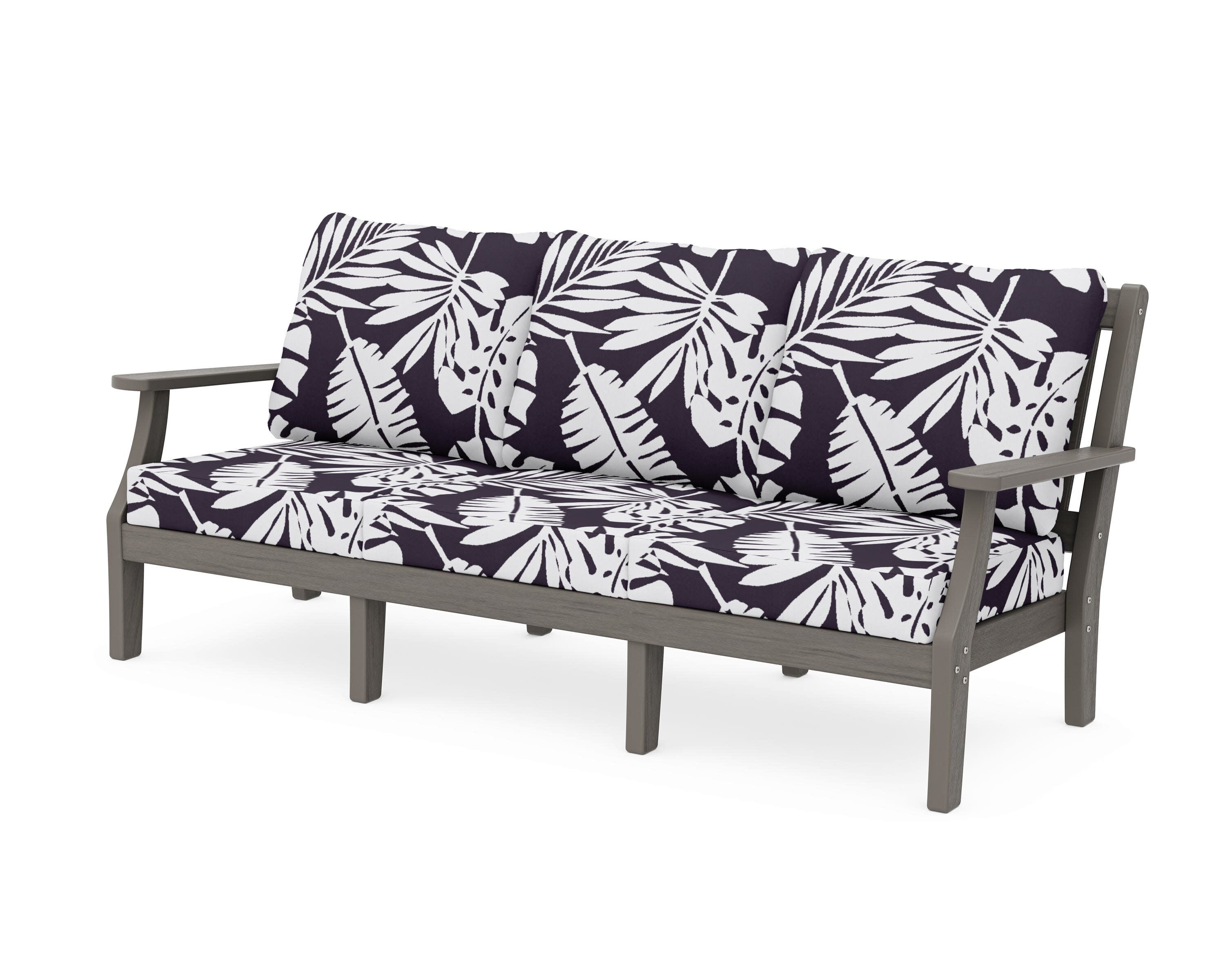 Chinoiserie Deep Seating Sofa in Driftwood / Leaf Navy