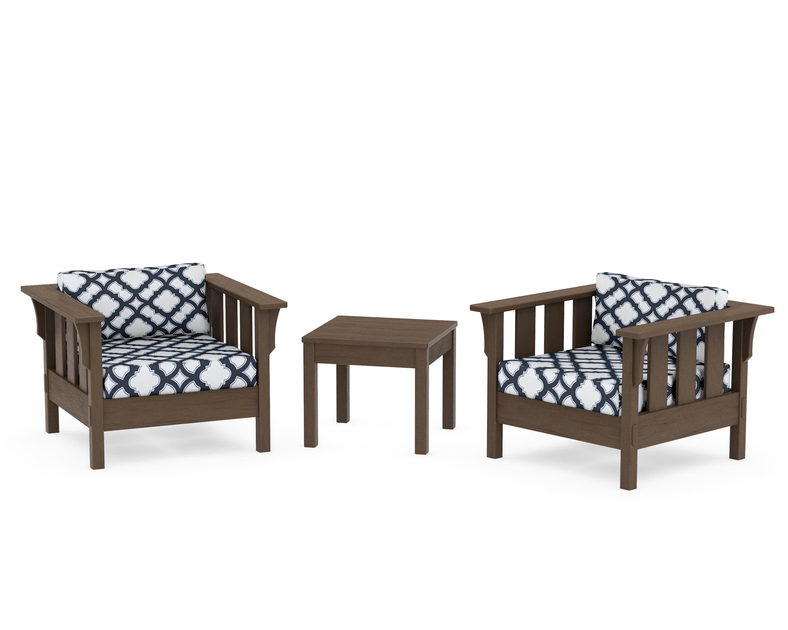 Acadia 3-Piece Deep Seating Set in Kona / Trellis Marine Indigo