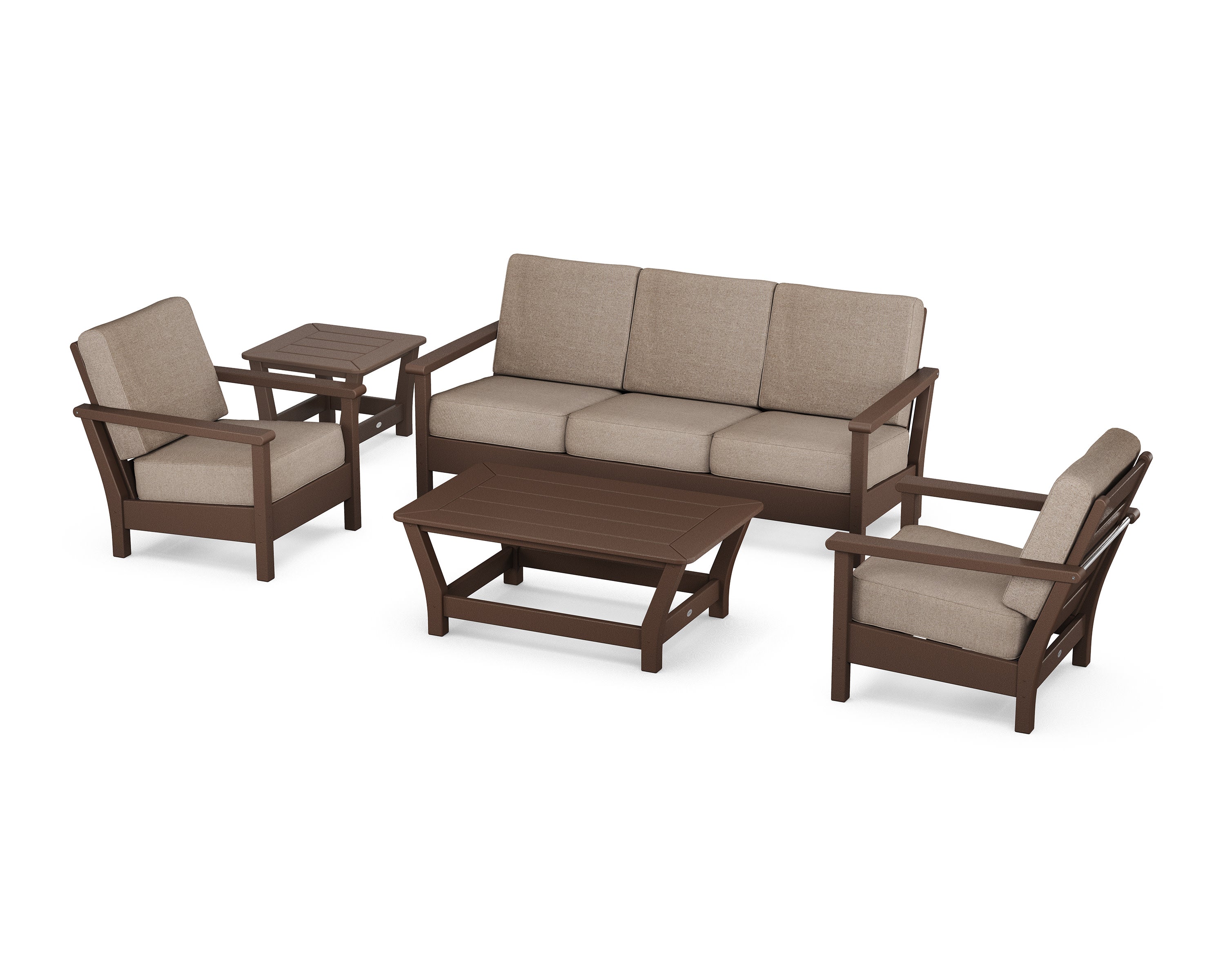 Harbour 5-Piece Deep Seating Set in Mahogany / Spiced Burlap