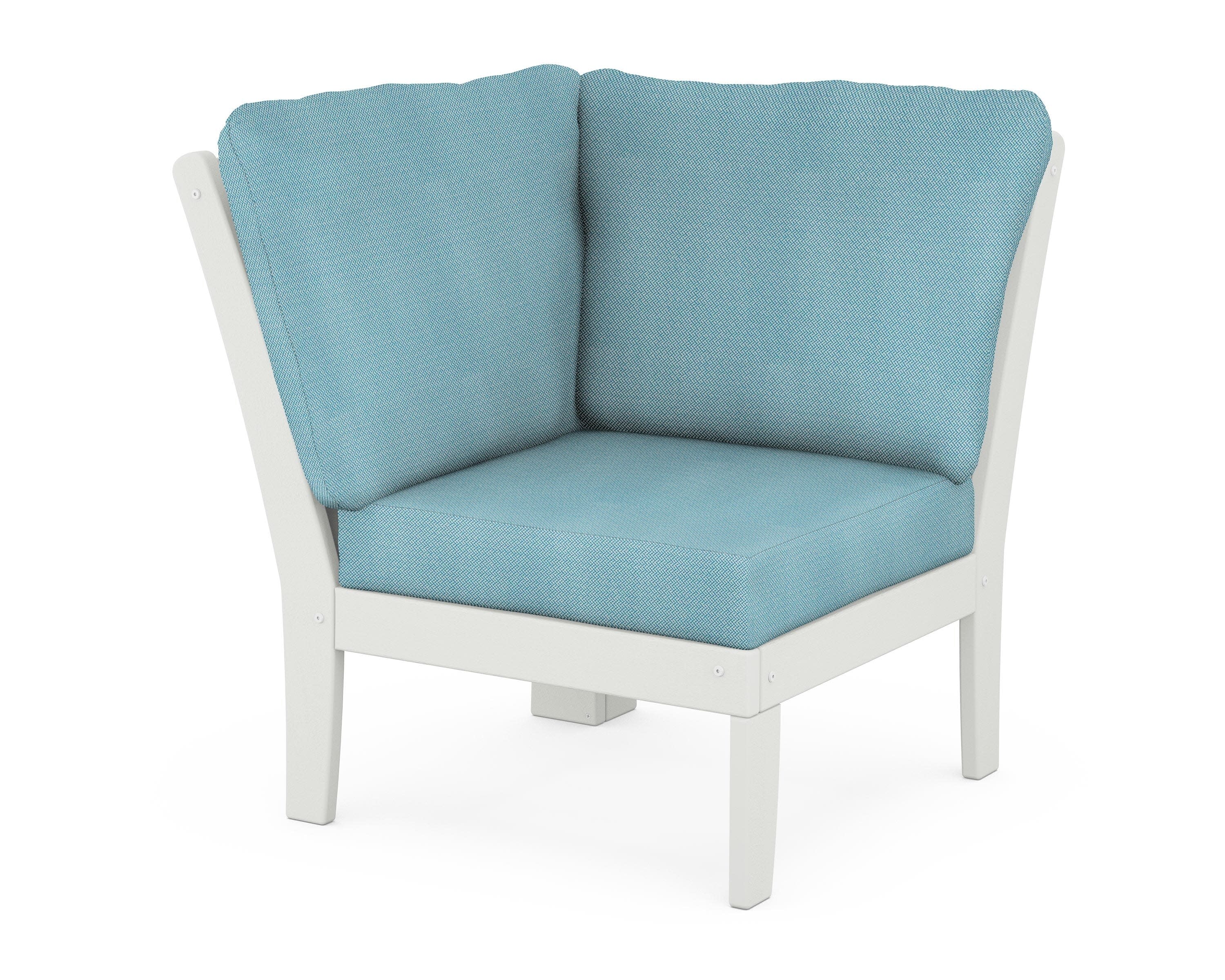 Braxton Modular Corner Chair in Vintage White / Lattice Sky Blue