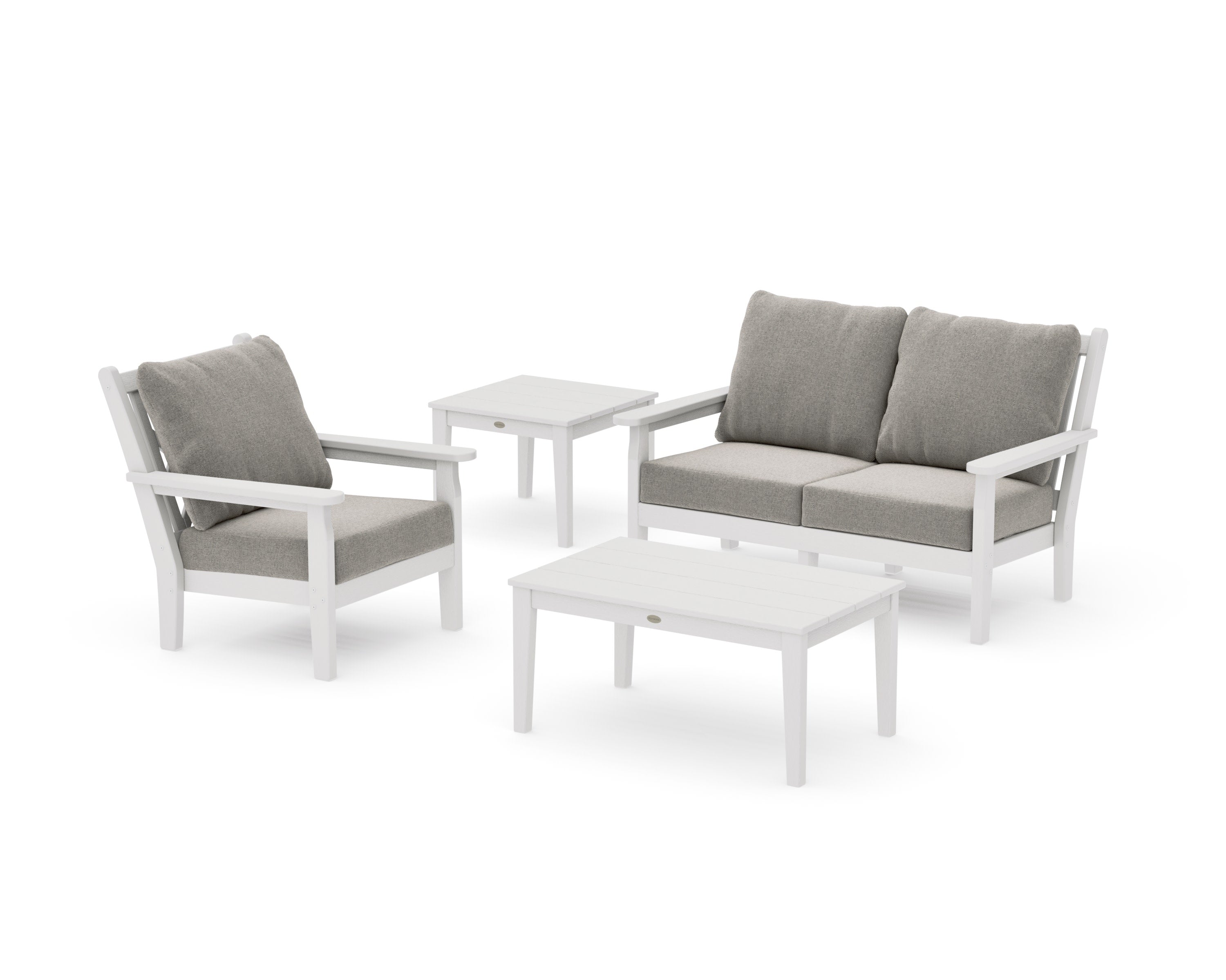 Chippendale 4-Piece Deep Seating Set in Vintage White / Weathered Tweed