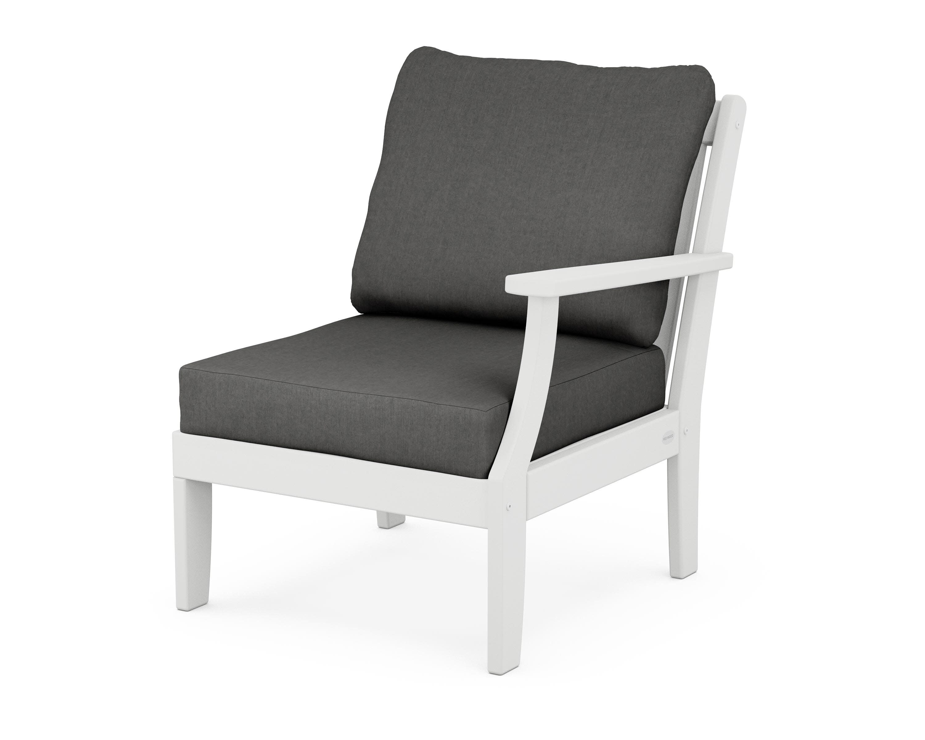 Braxton Modular Right Arm Chair in White / Spectrum Carbon