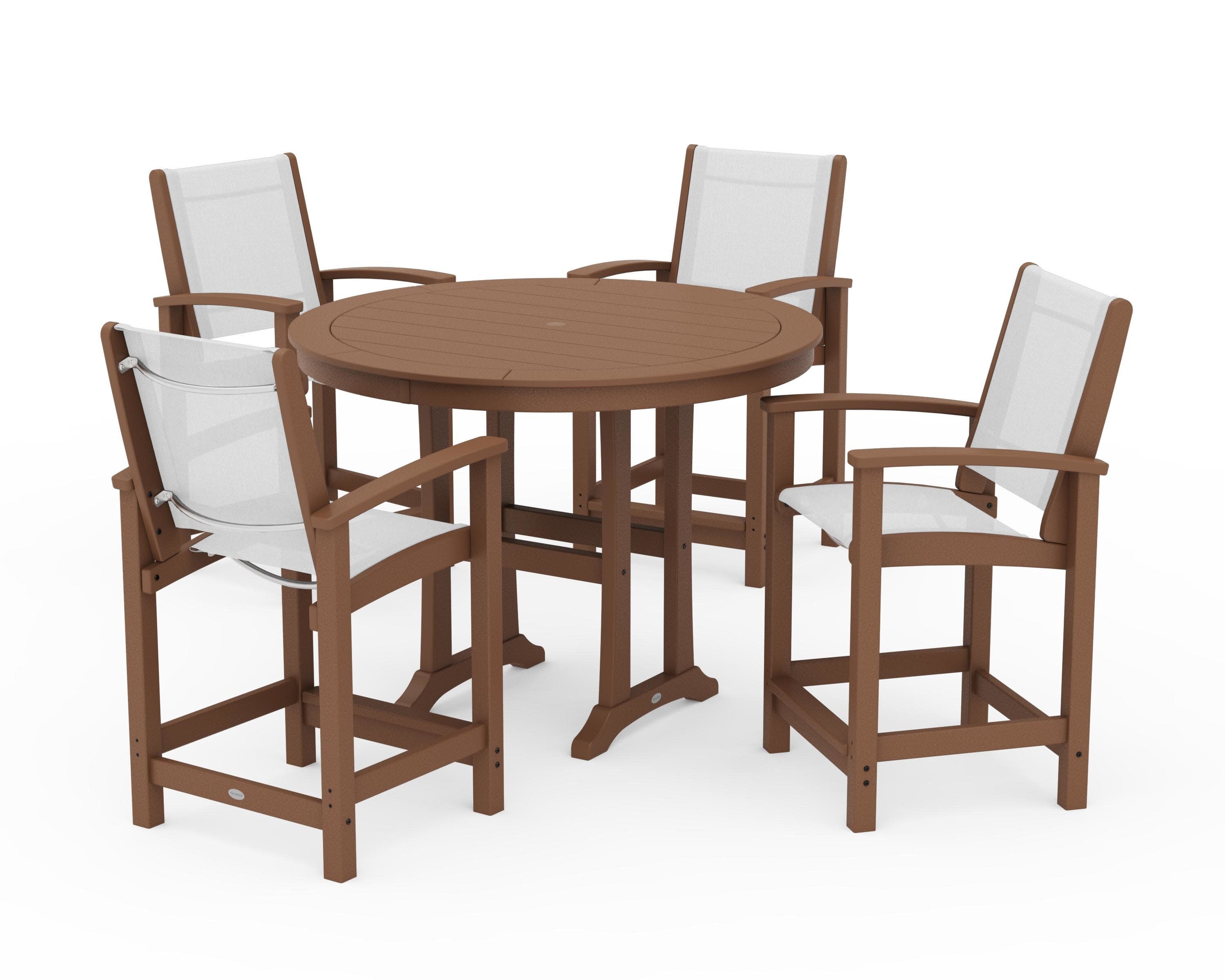 Coastal 5-Piece Counter Set in Teak / White Sling