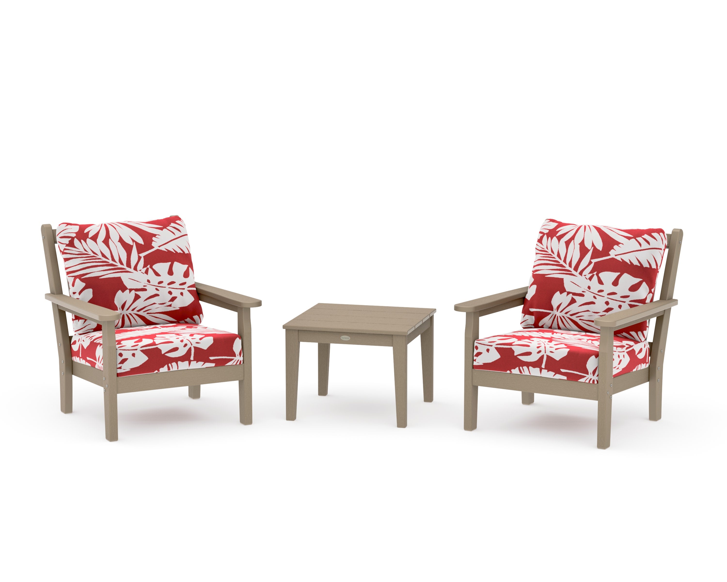 Chippendale 3-Piece Deep Seating Set in Vintage Sahara / Leaf Crimson