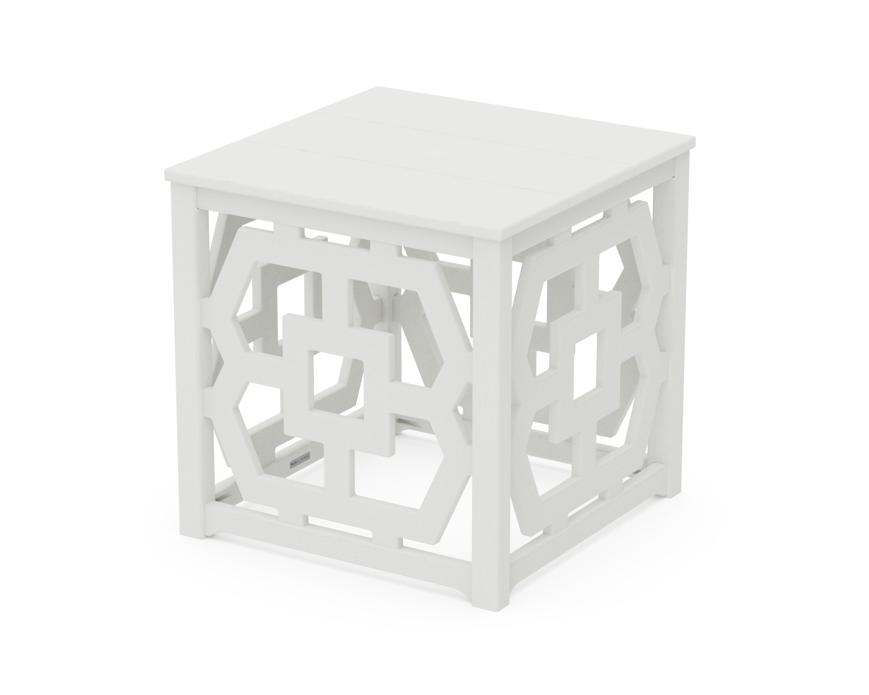 Chinoiserie Umbrella Stand Accent Table in Vintage White