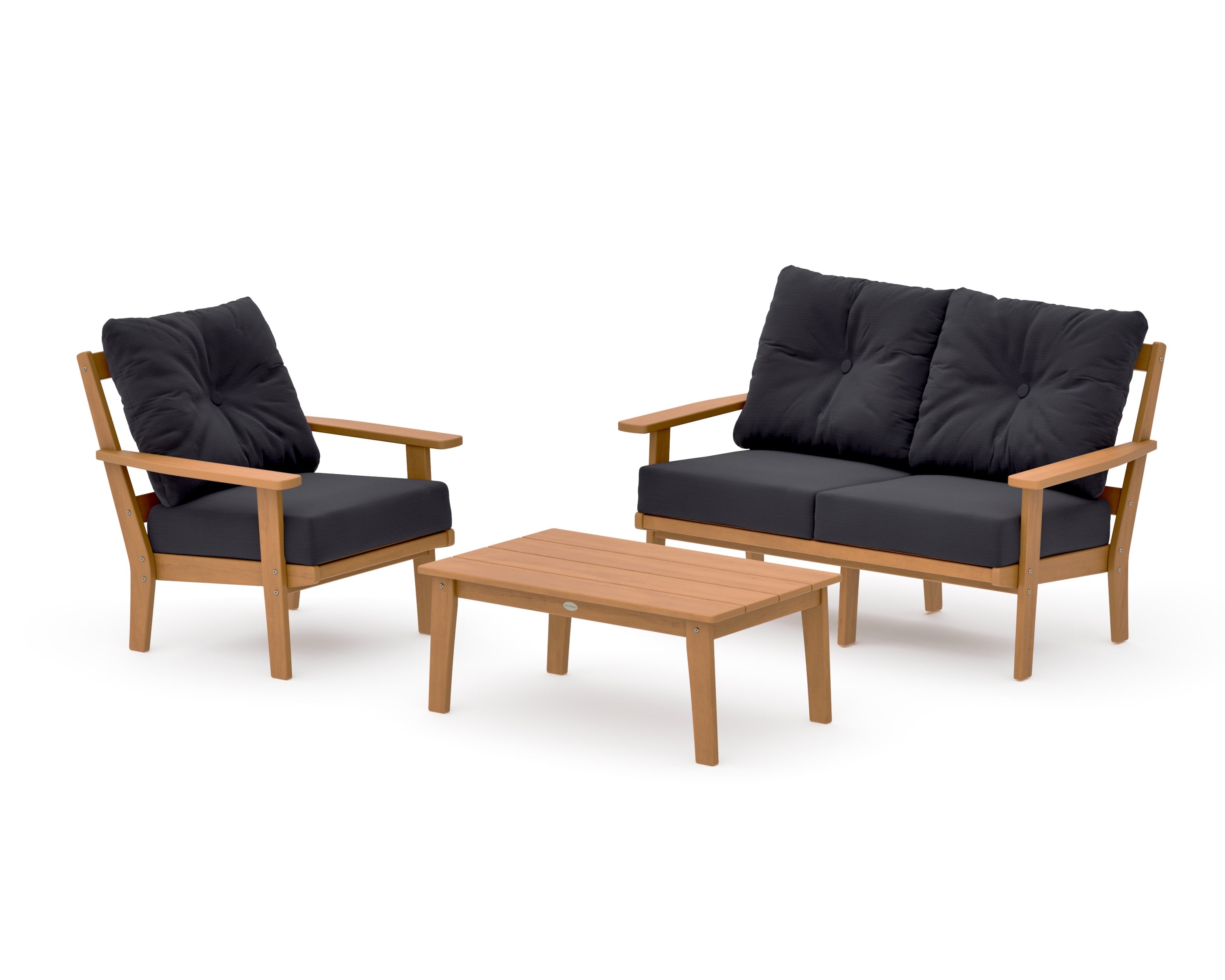Prairie 3-Piece Deep Seating Set with Loveseat in Natural / Midnight Linen