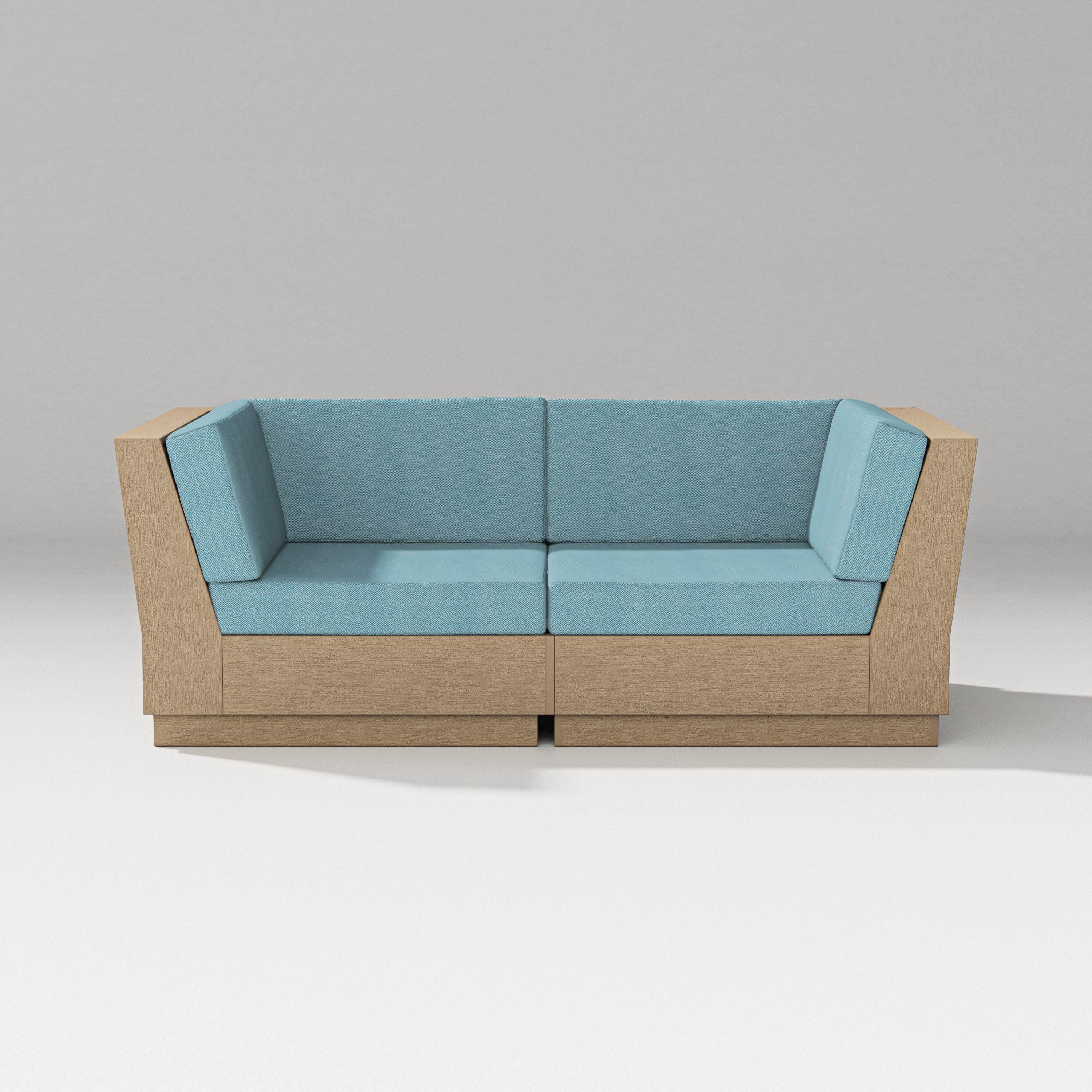 Elevate Loveseat Sectional in Vintage Sahara / Lattice Sky Blue