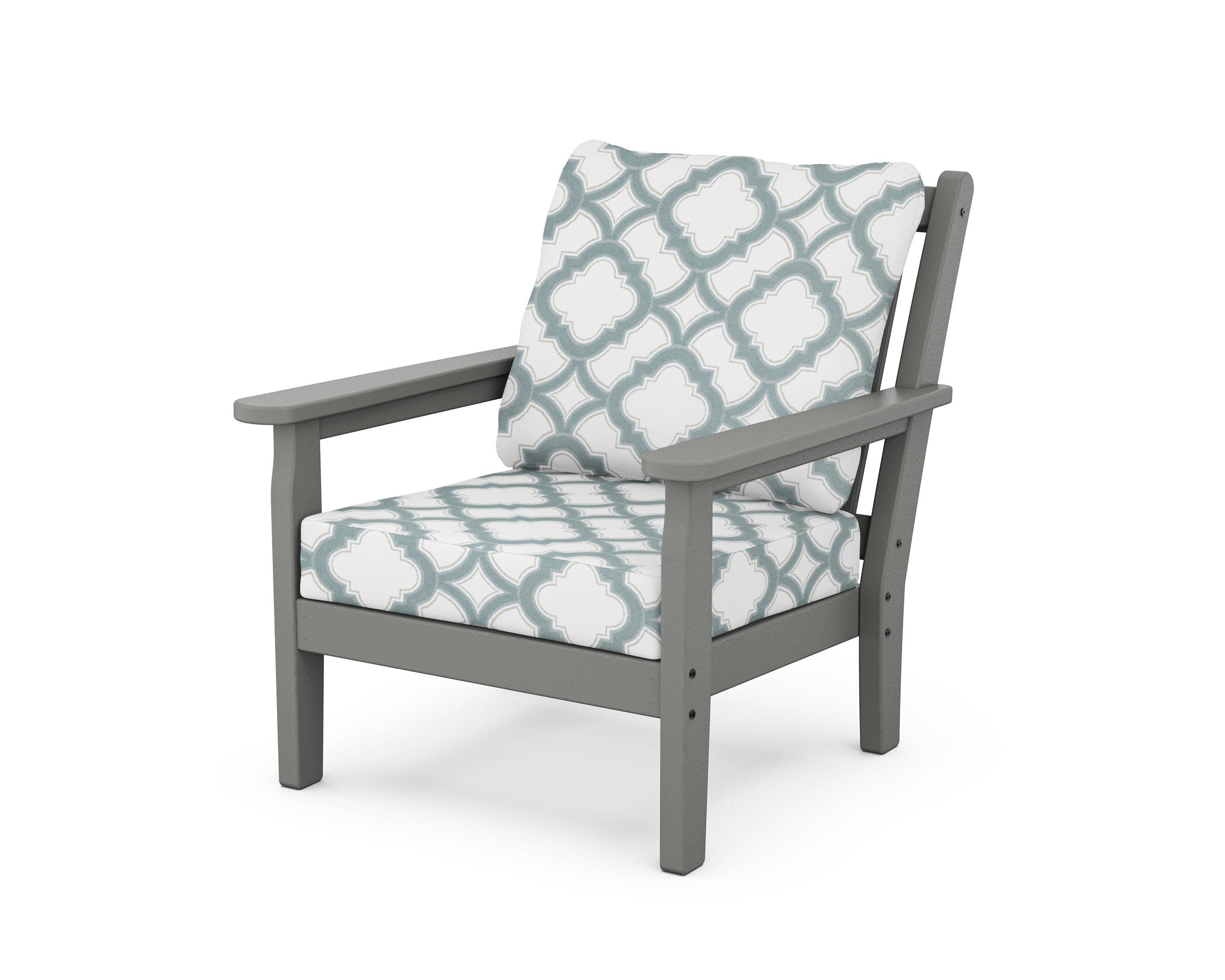 Chippendale Deep Seating Chair in Slate Grey / Trellis Glacier Spa