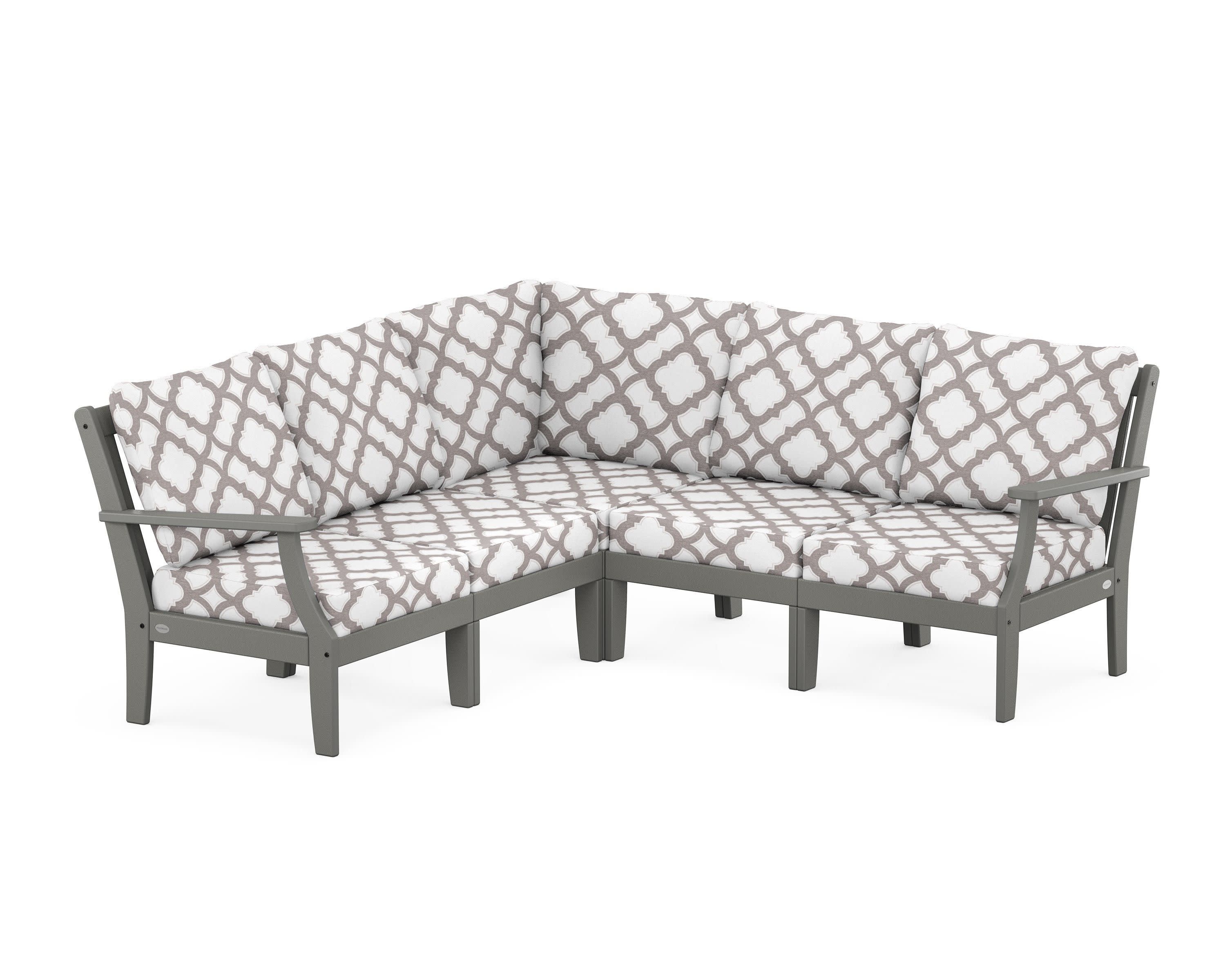 Braxton Modular 5-Piece Deep Seating Set in Slate Grey / Trellis Grey Mist