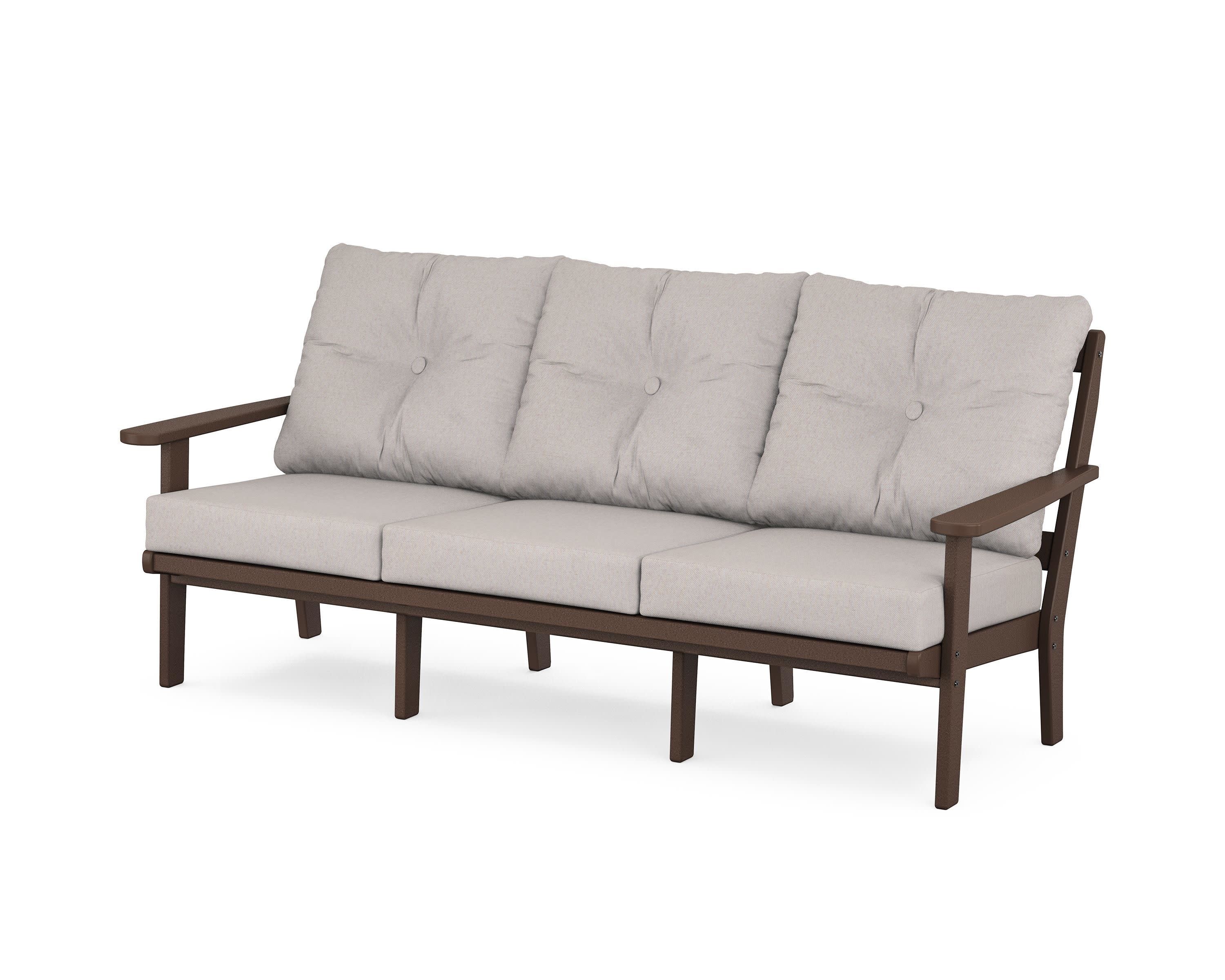 Mission Deep Seating Sofa in Mahogany / Dune Burlap