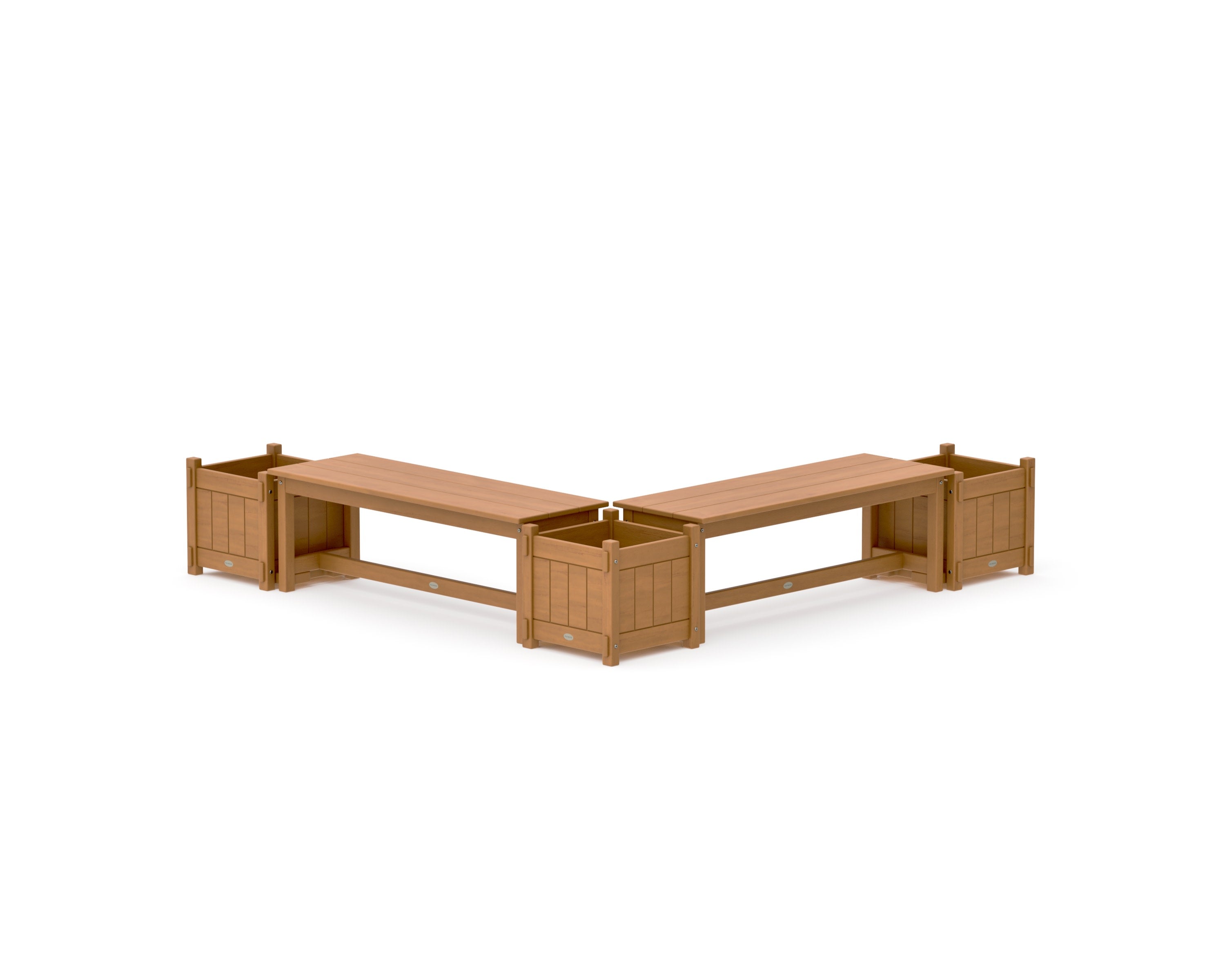 48" Vineyard L- Shaped Planter Bench Corner Set in Natural