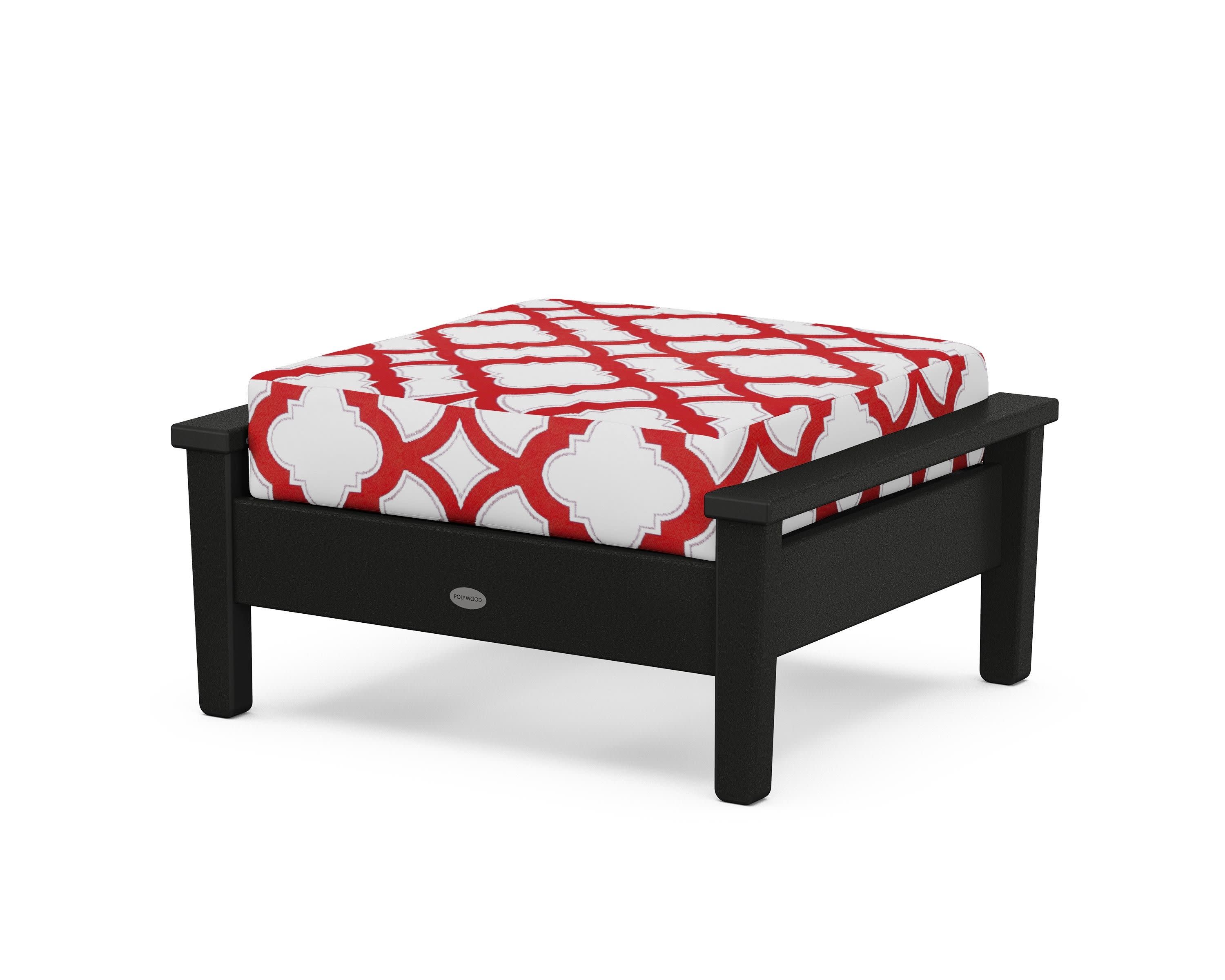 Prescott Deep Seating Ottoman in Black / Trellis Crimson