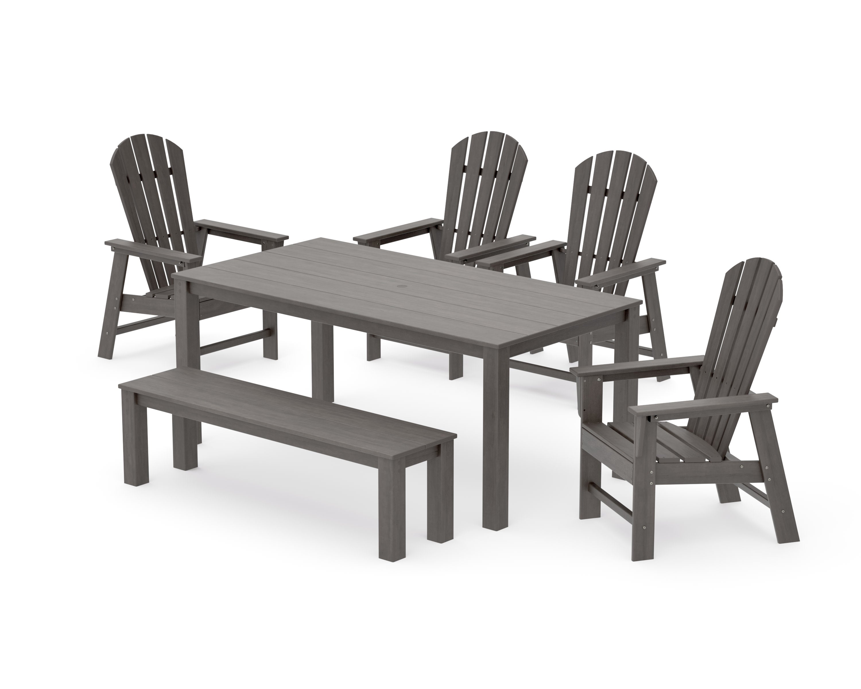 South Beach 6-Piece Parsons Dining Set with Bench in Driftwood