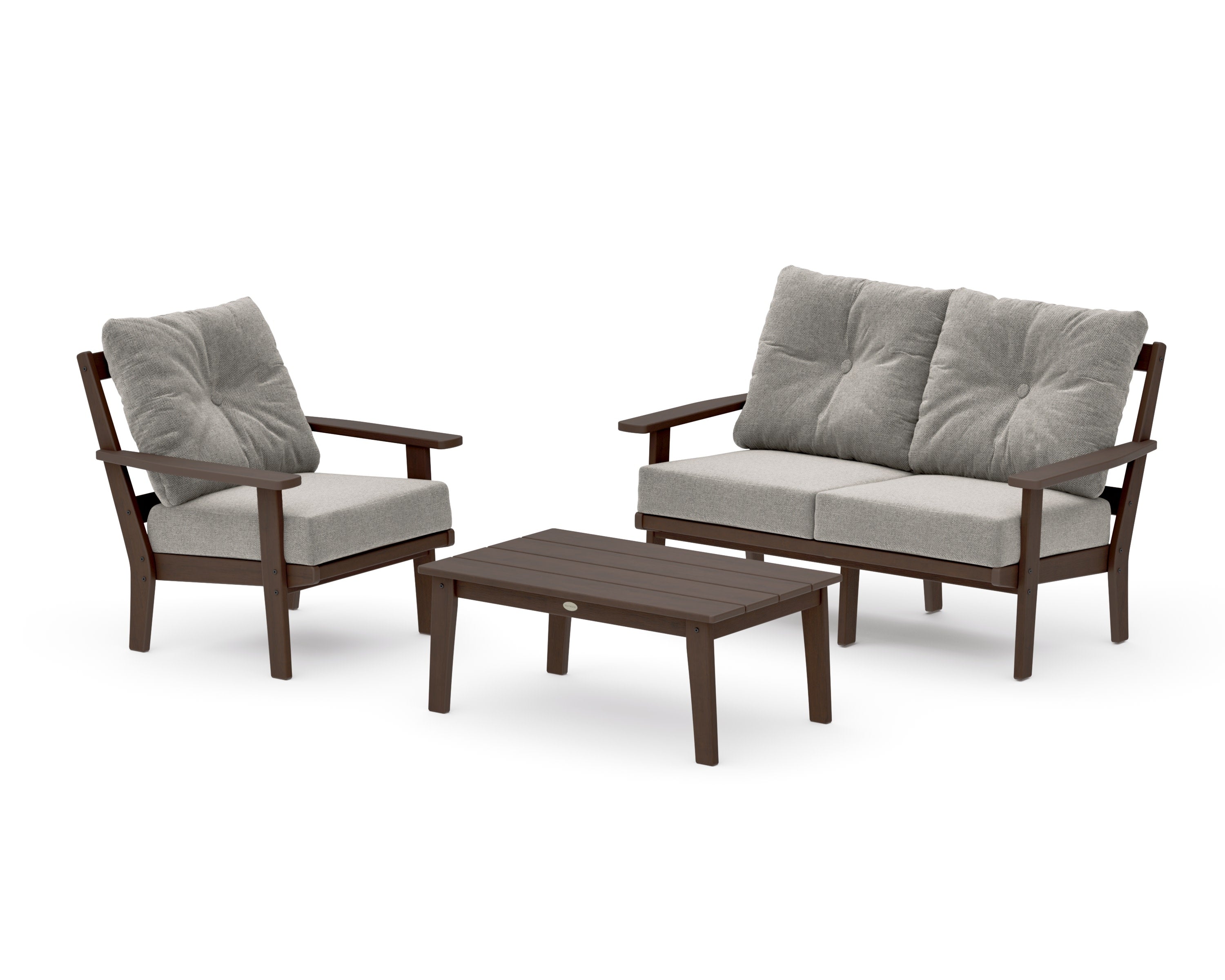 Prairie 3-Piece Deep Seating Set with Loveseat in Kona / Weathered Tweed