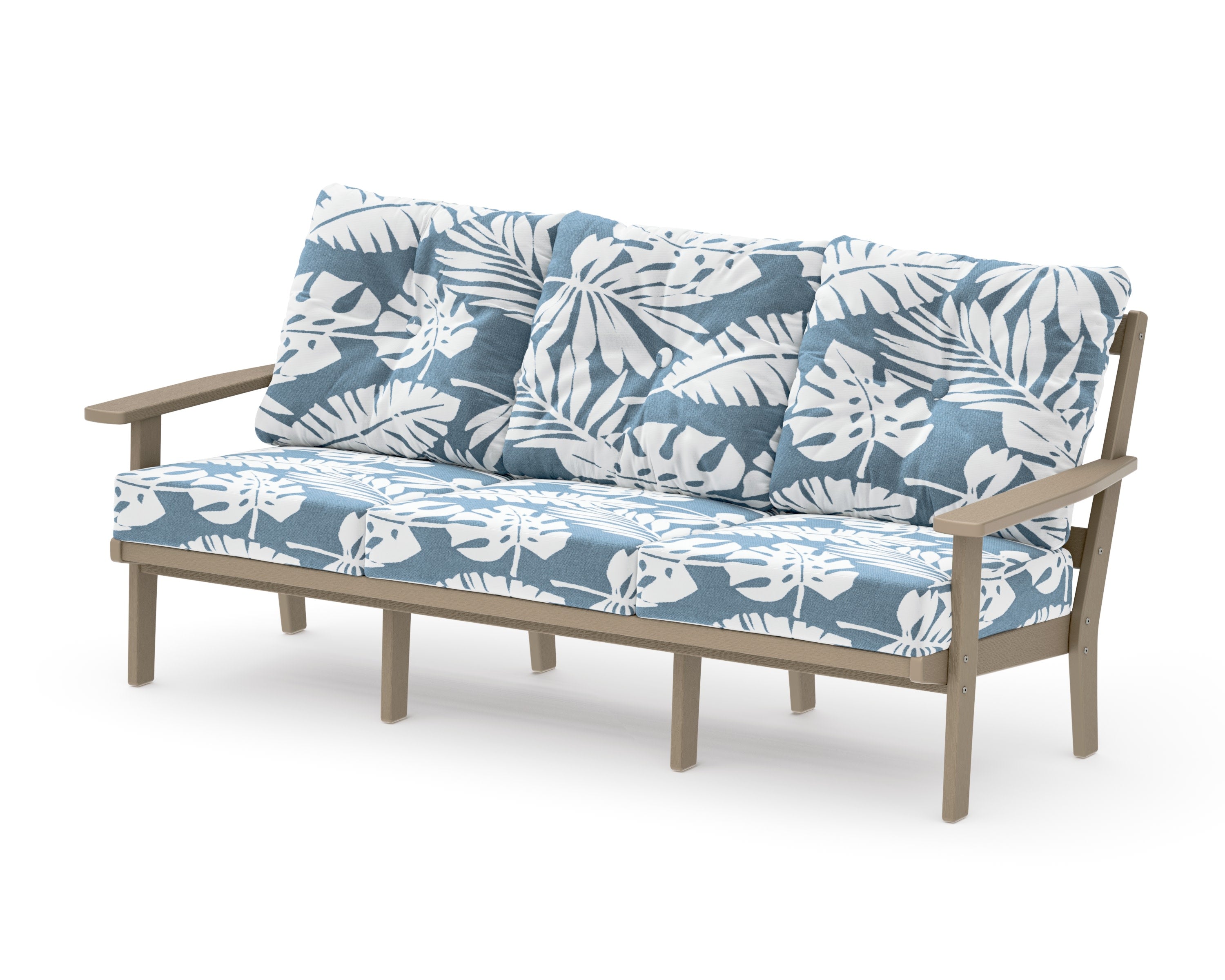 PrairieDeep Seating Sofa in Vintage Sahara / Leaf Sky Blue