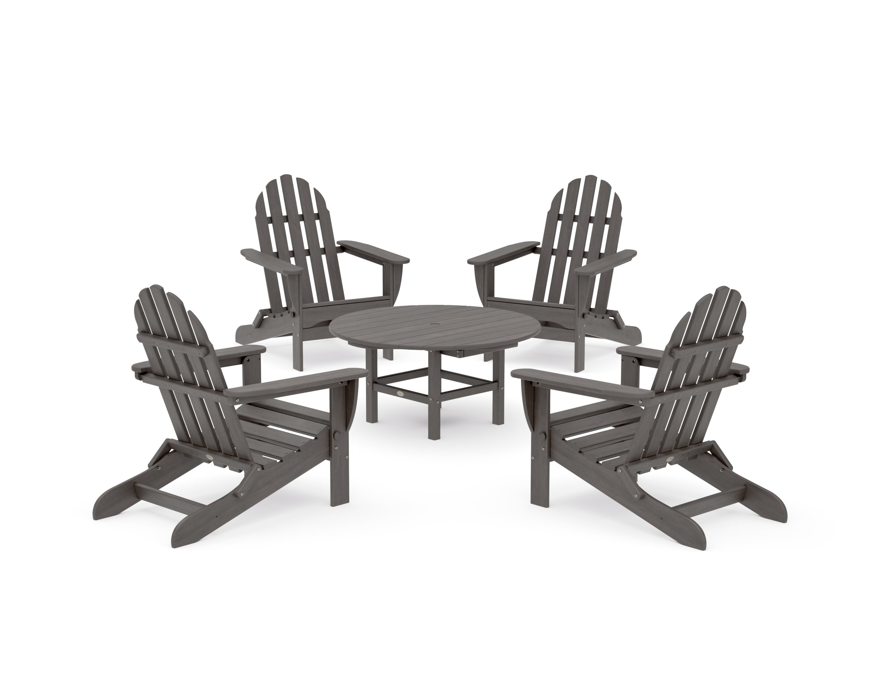 Classic Folding Adirondack 5-Piece Conversation Group in Driftwood