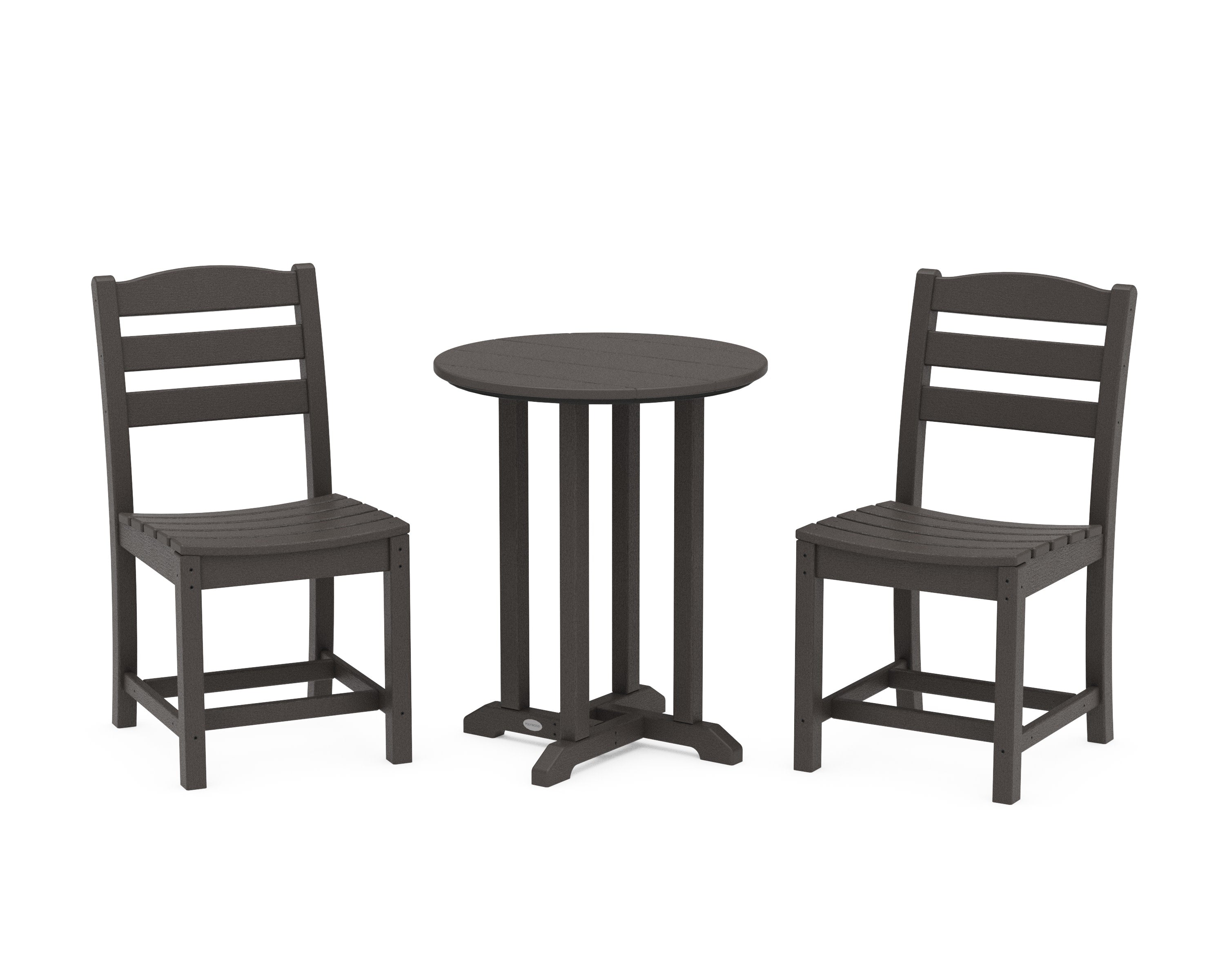 La Casa Caf Side Chair 3-Piece Round Bistro Dining Set in Vintage Coffee