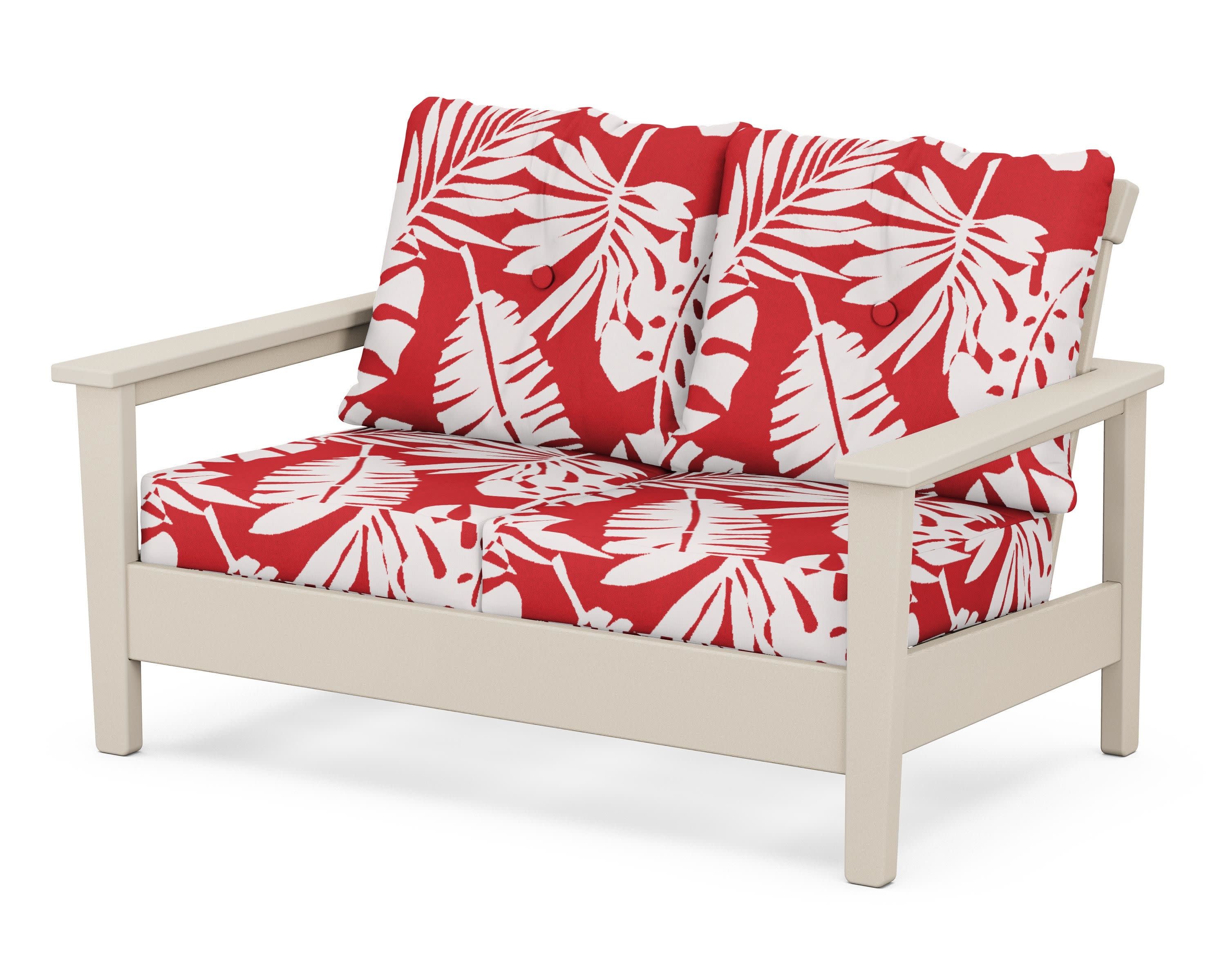 Prescott Deep Seating Loveseat in Sand / Leaf Crimson