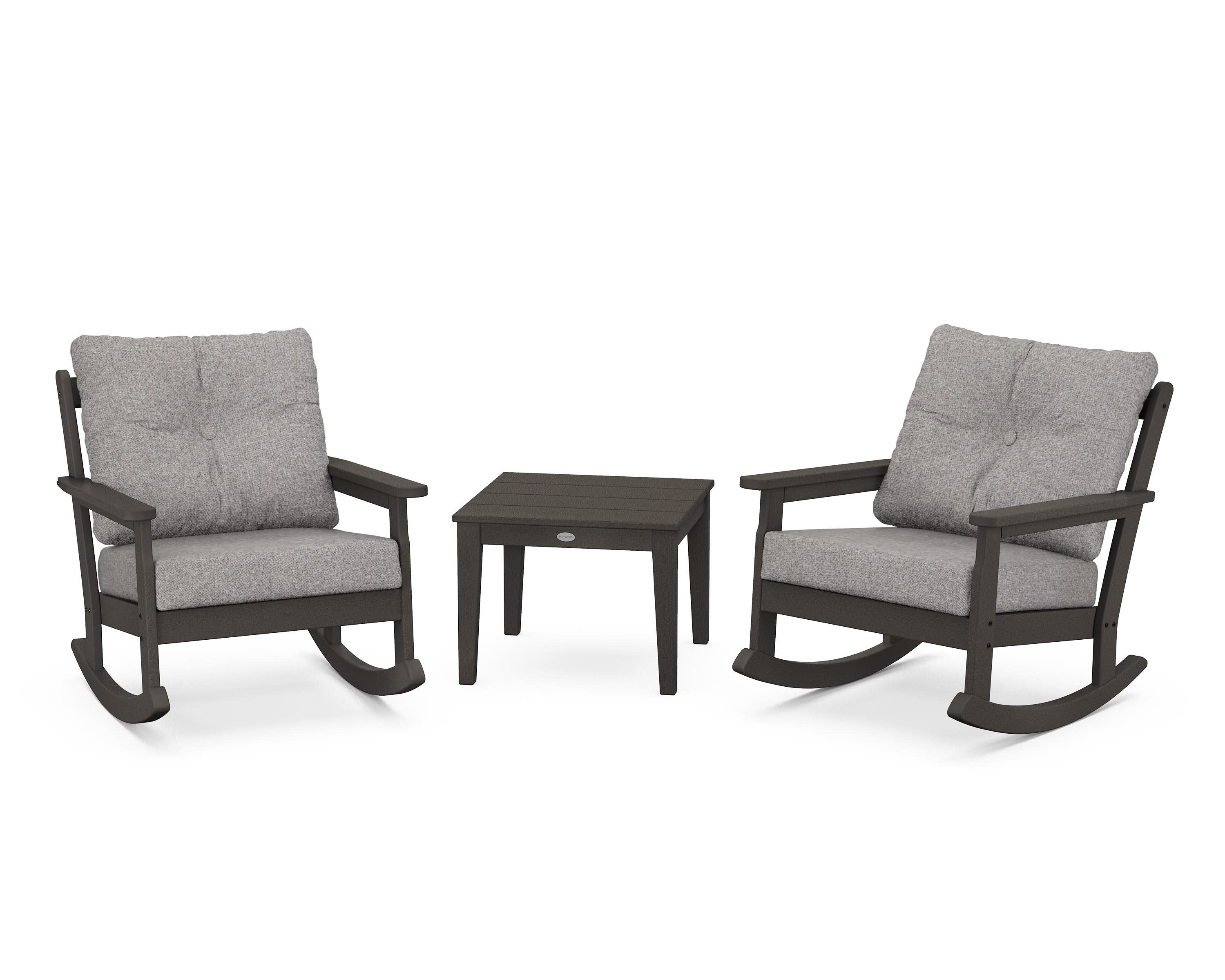 Vineyard 3-Piece Deep Seating Rocker Set in Vintage Coffee / Grey Mist