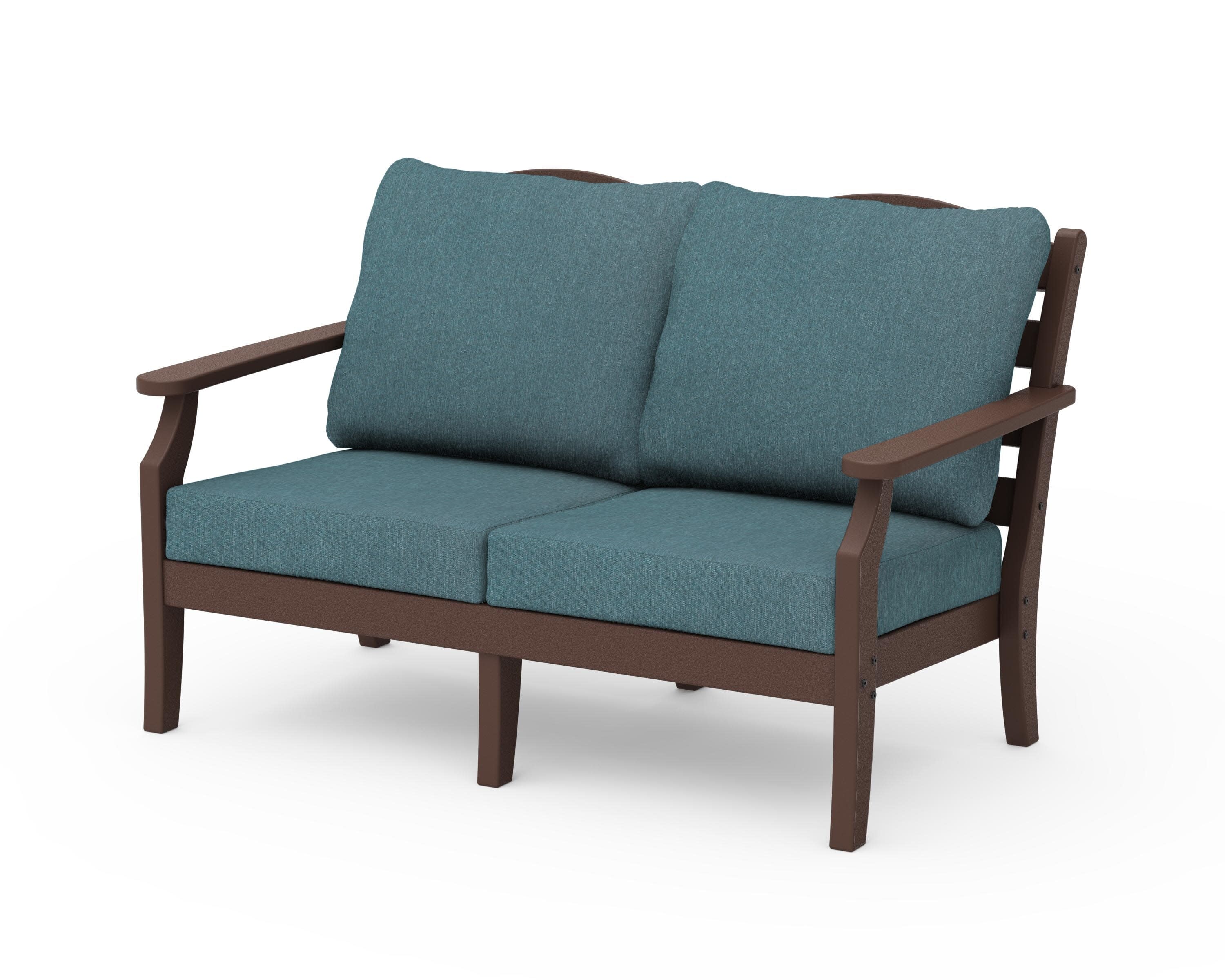 Savannah Deep Seating Loveseat in Mahogany / Ocean Teal